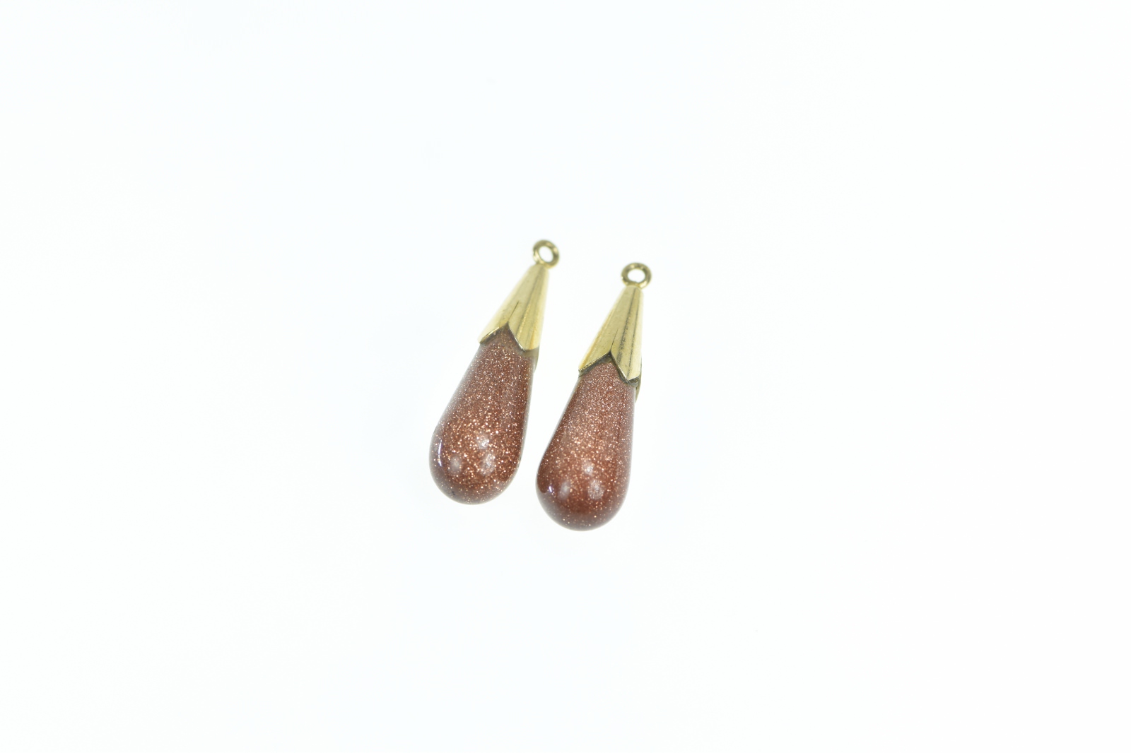 14K Pear Goldstone Tear Drop Dangle Yellow Gold Earrings