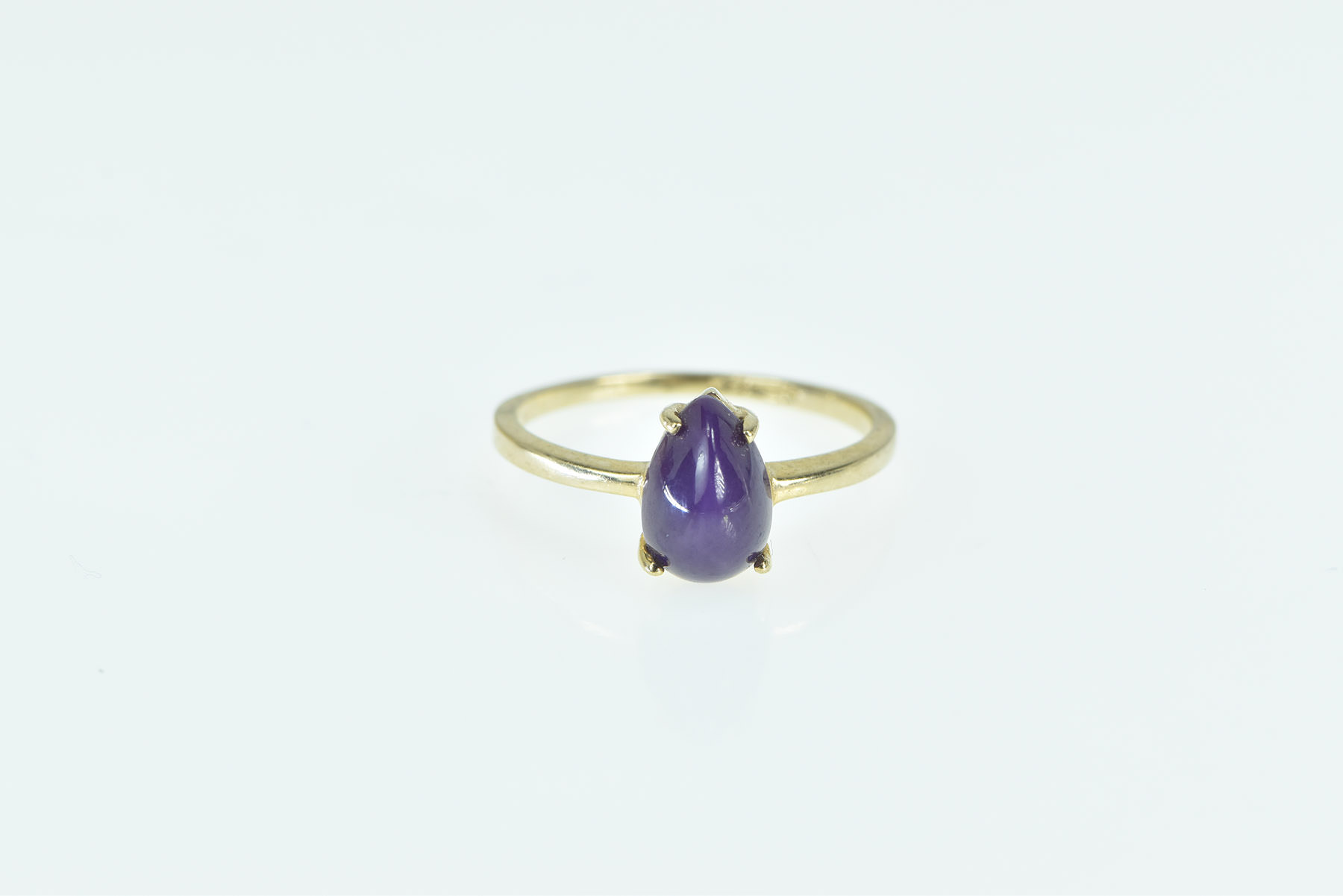 14K Pear Lindy Syn. Star Ruby Cabochon Statement Yellow Gold Ring, Size 6.25