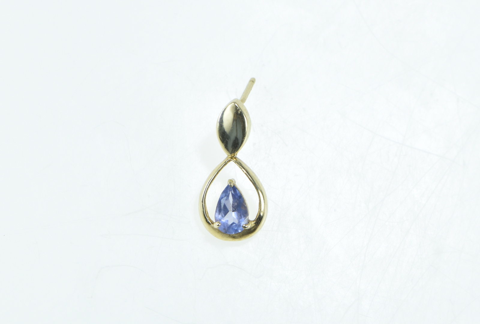 14K Pear Tanzanite Tear Drop Dangle Single Yellow Gold Earring