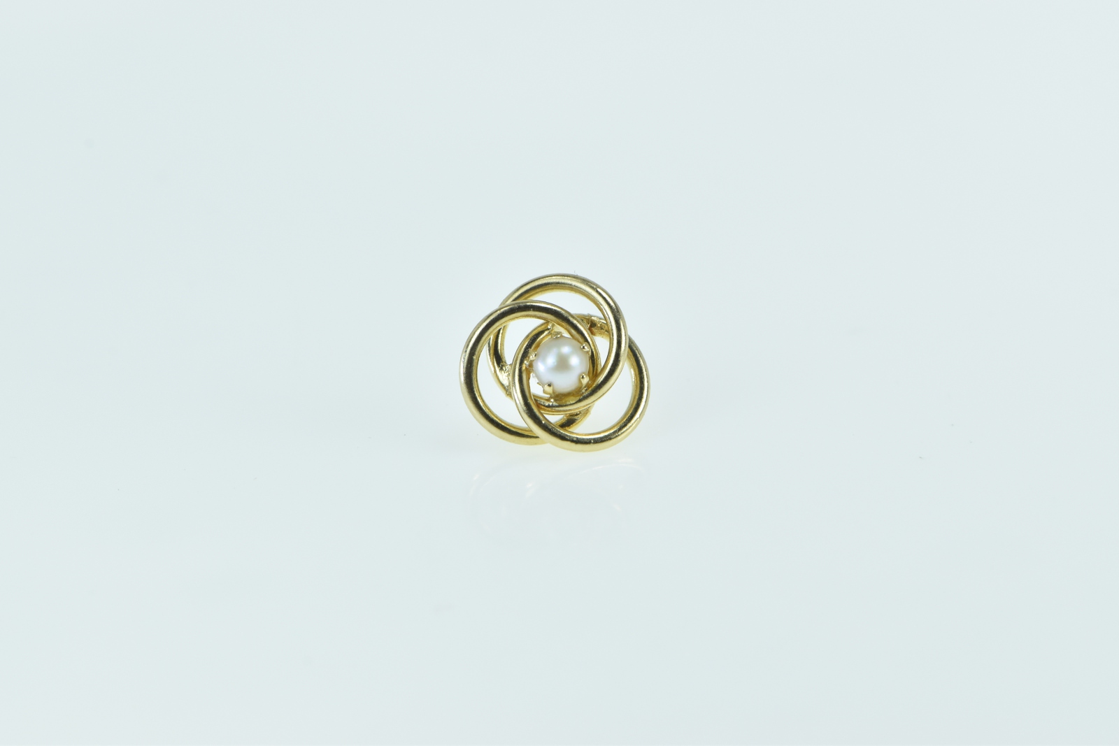 14K Pearl Celtic Knot Woven Design Single Stud Yellow Gold Earring