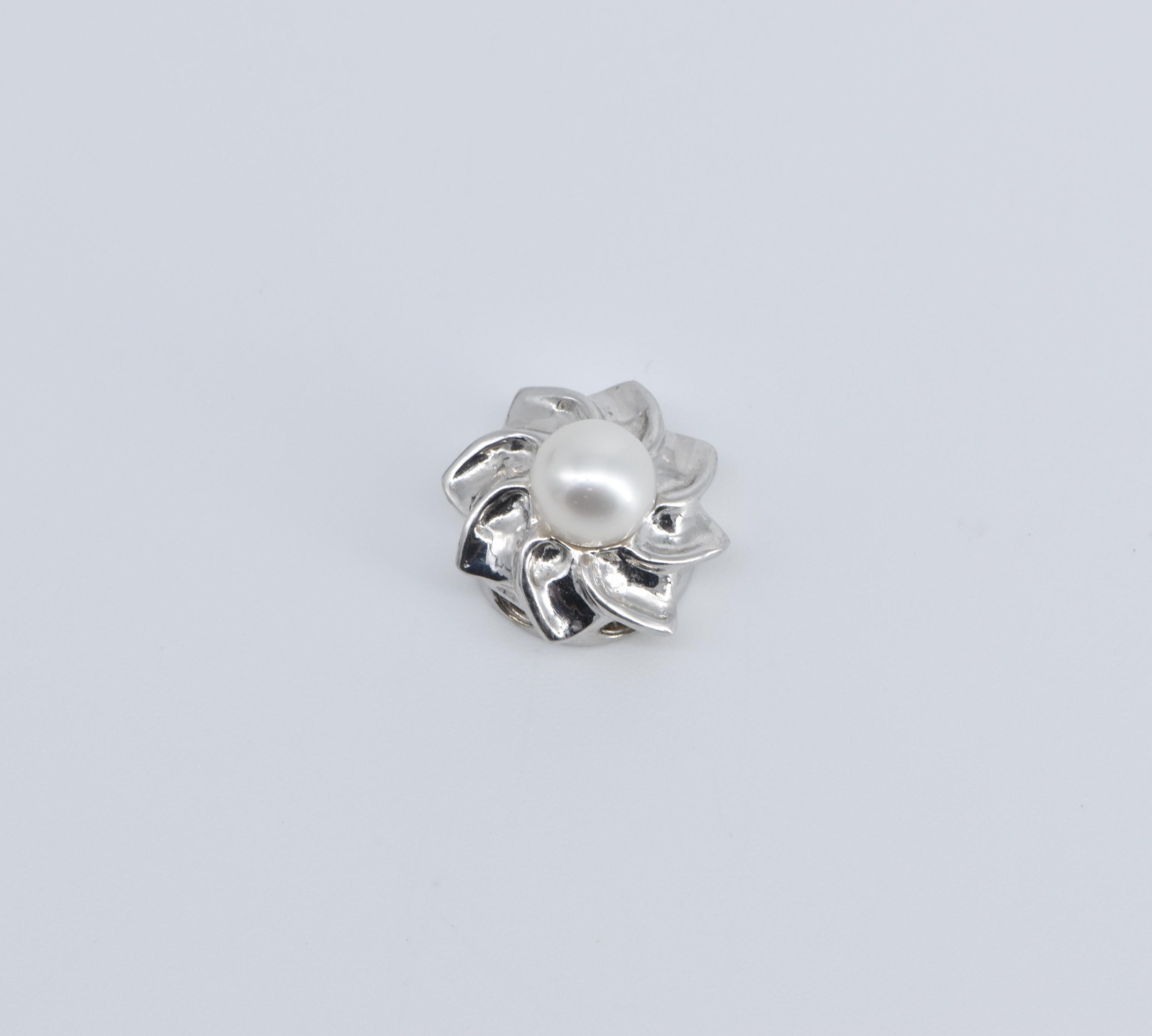 14K Pearl Flower Swirl Slide Bracelet White Gold Charm/Pendant