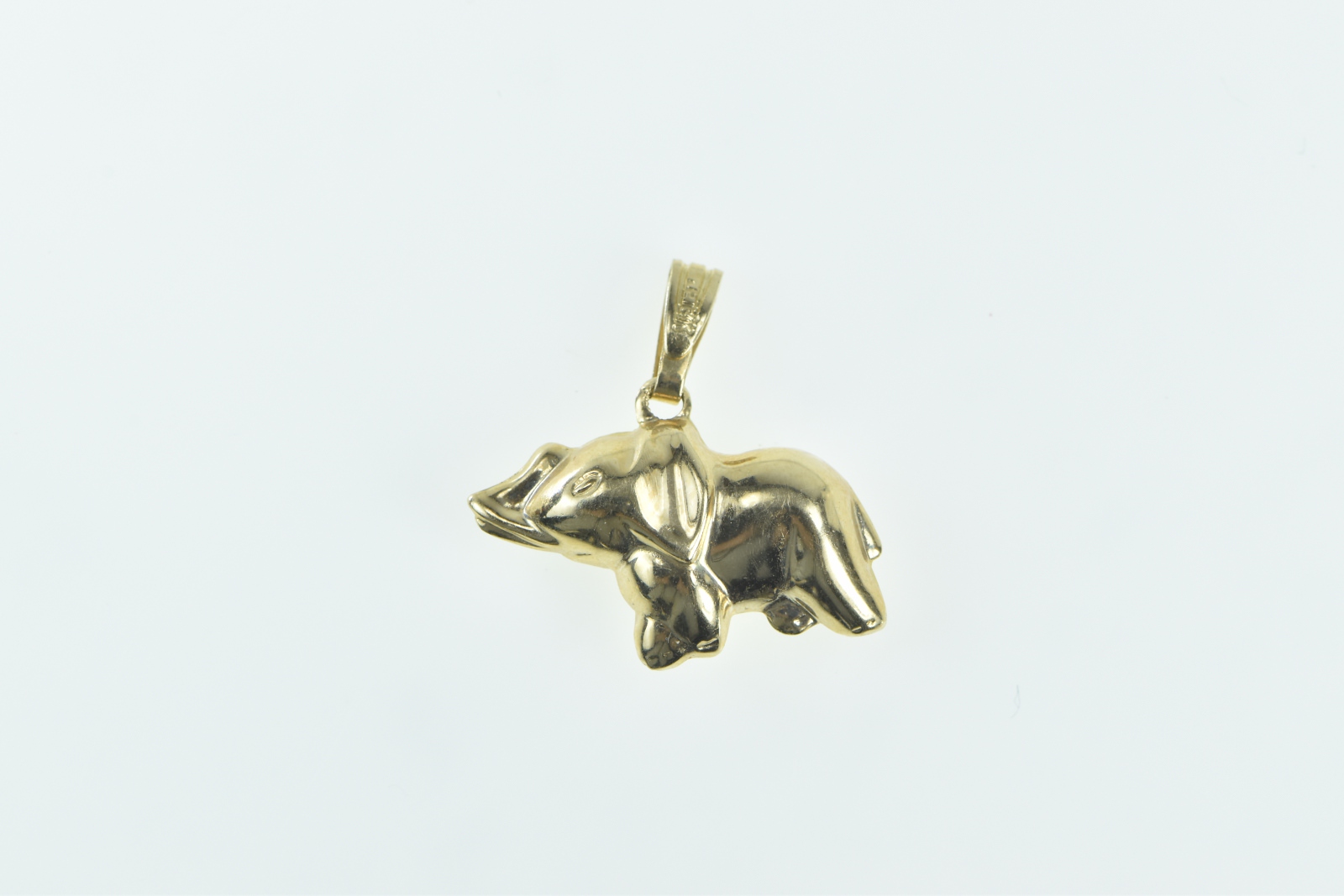 14K Puffy Baby Elephant Patience Symbol Yellow Gold Charm/Pendant