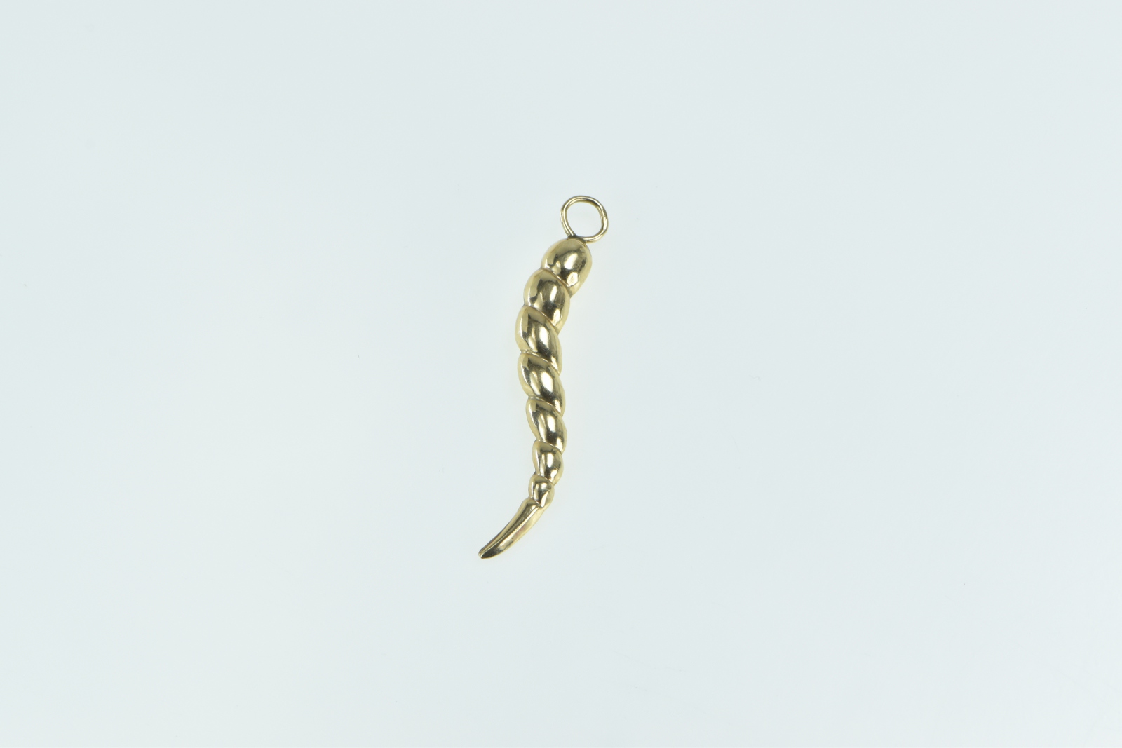 14K Puffy Italian Horn Spiritual Protection Symbol Yellow Gold Pendant