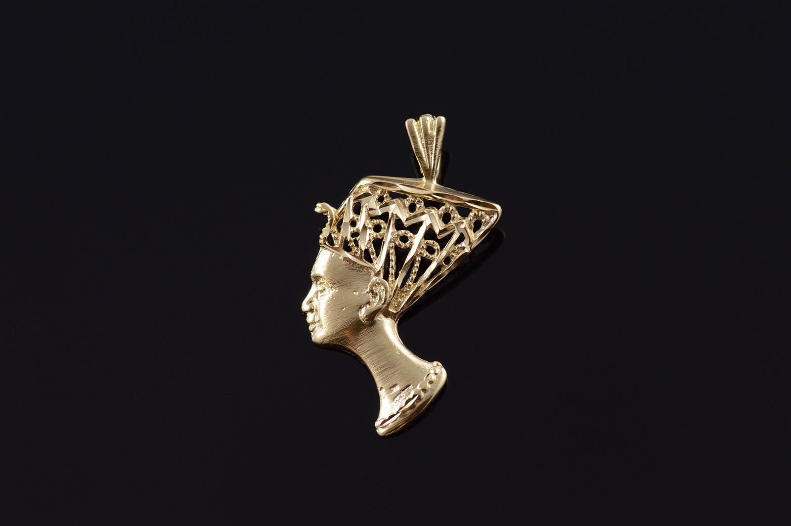 14K Queen Nefertiti Egyptian Head Bust Yellow Gold Charm/Pendant