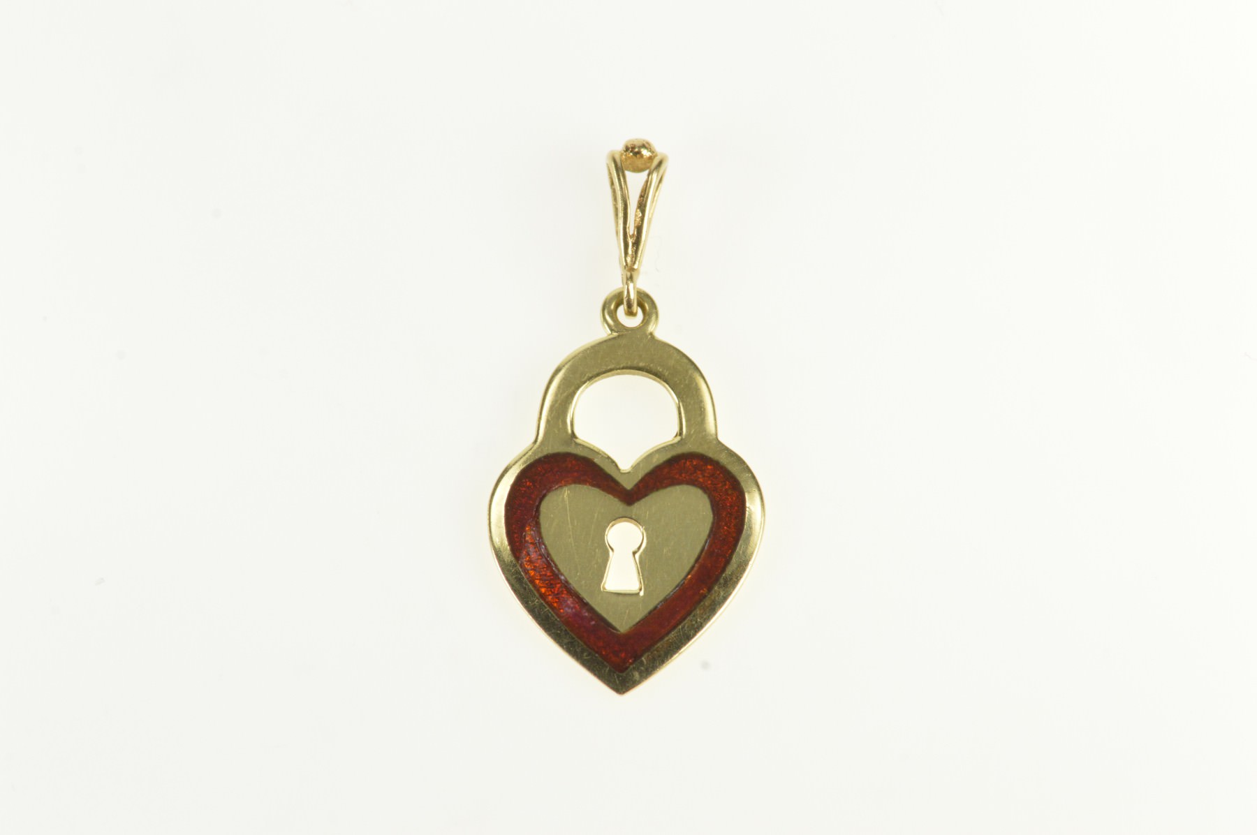 14k Red Enamel Heart Lock Padlock Loyalty Yellow Gold Charm 14k Red Enamel Heart Lock Padlock Loyalty Yellow Gold Charm