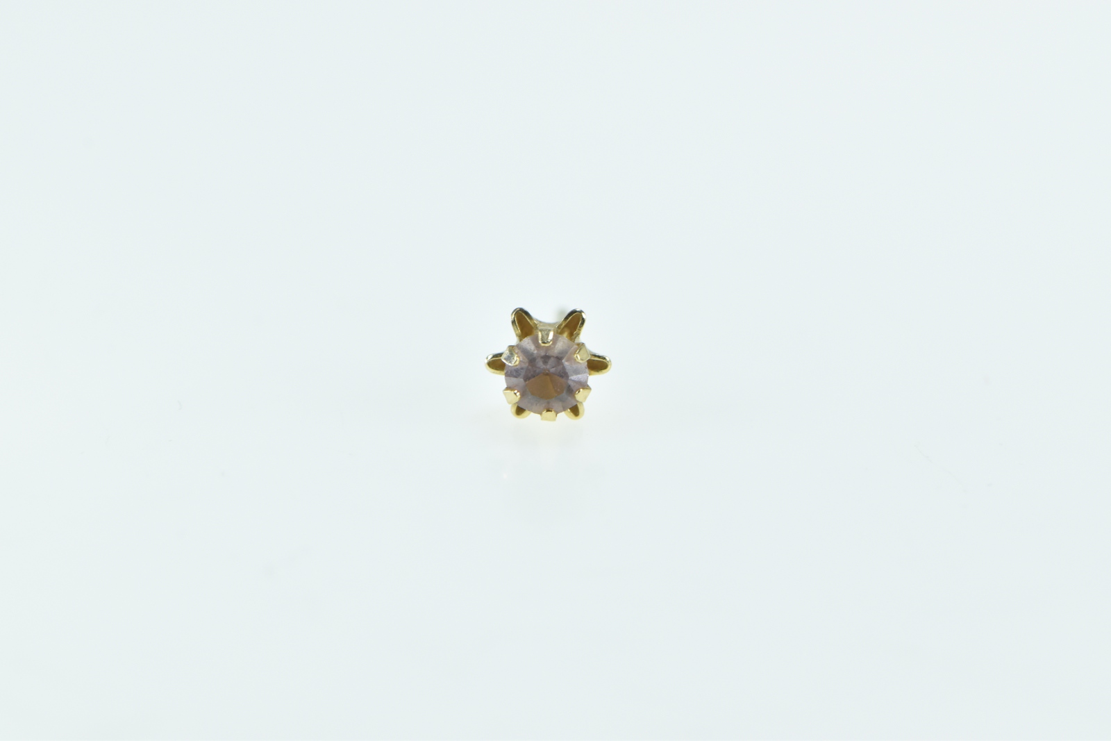 14K Round Pink Topaz Vintage Single Solitaire Stud Yellow Gold Earring