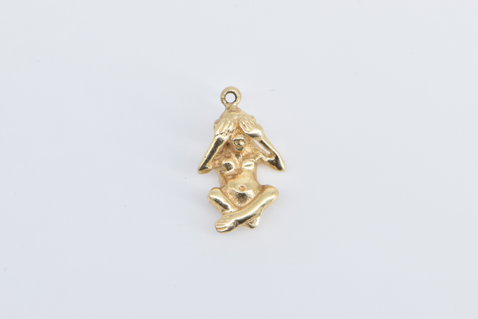 14K See No Evil Monkey Novelty 3D Symbol Yellow Gold Charm/Pendant