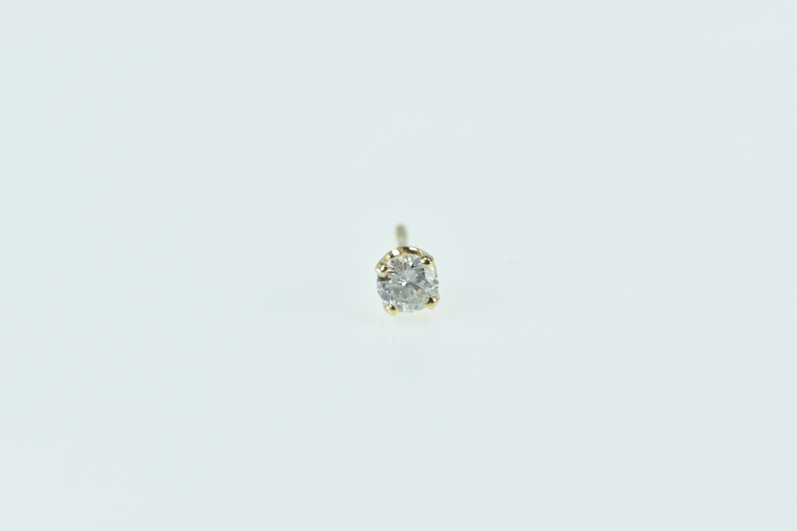 14K Single 0.18 Ct Diamond Solitaire Classic Stud Yellow Gold Earring