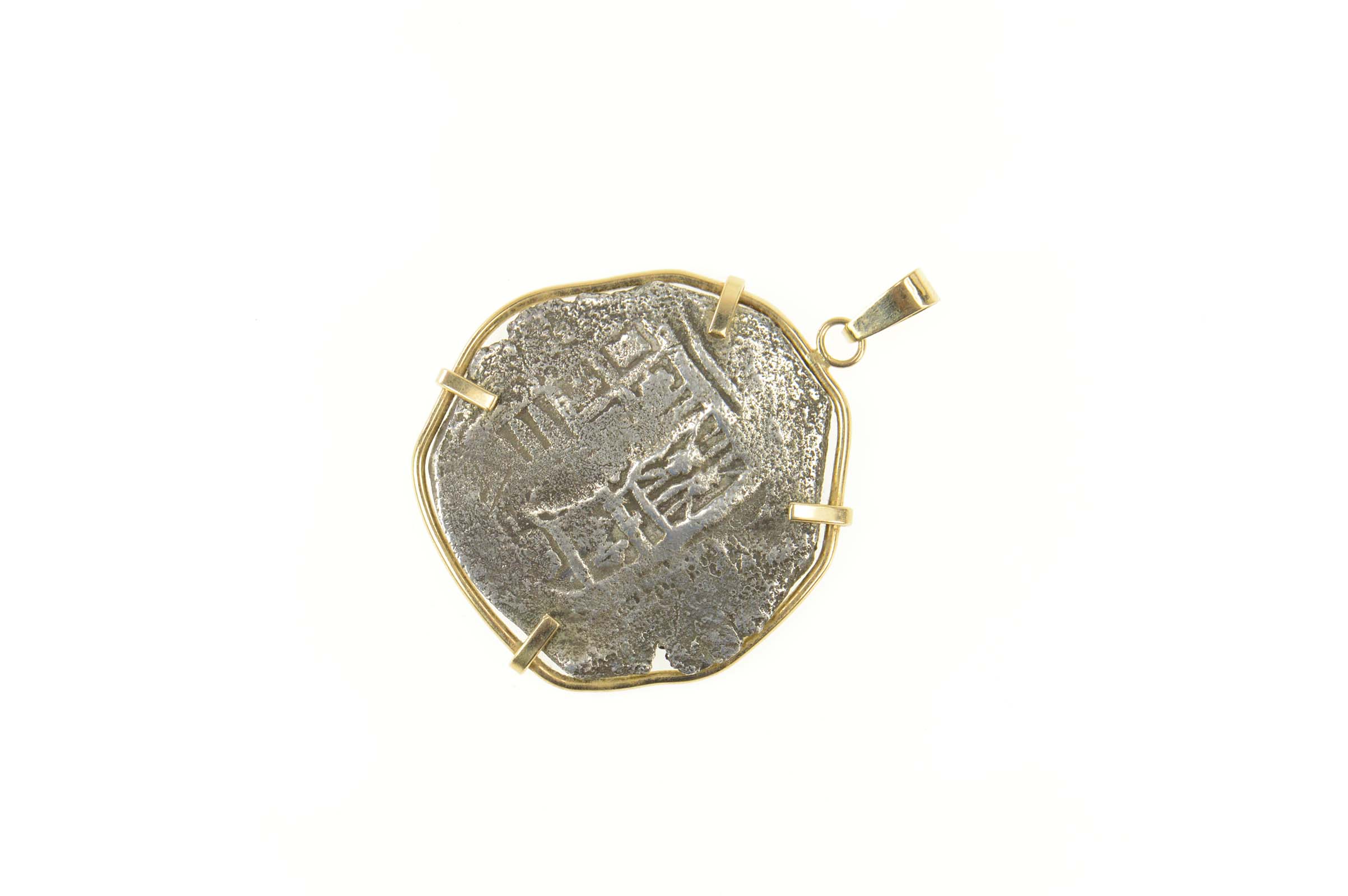 14K Spanish Shipwreck Coin Statement Yellow Gold Pendant