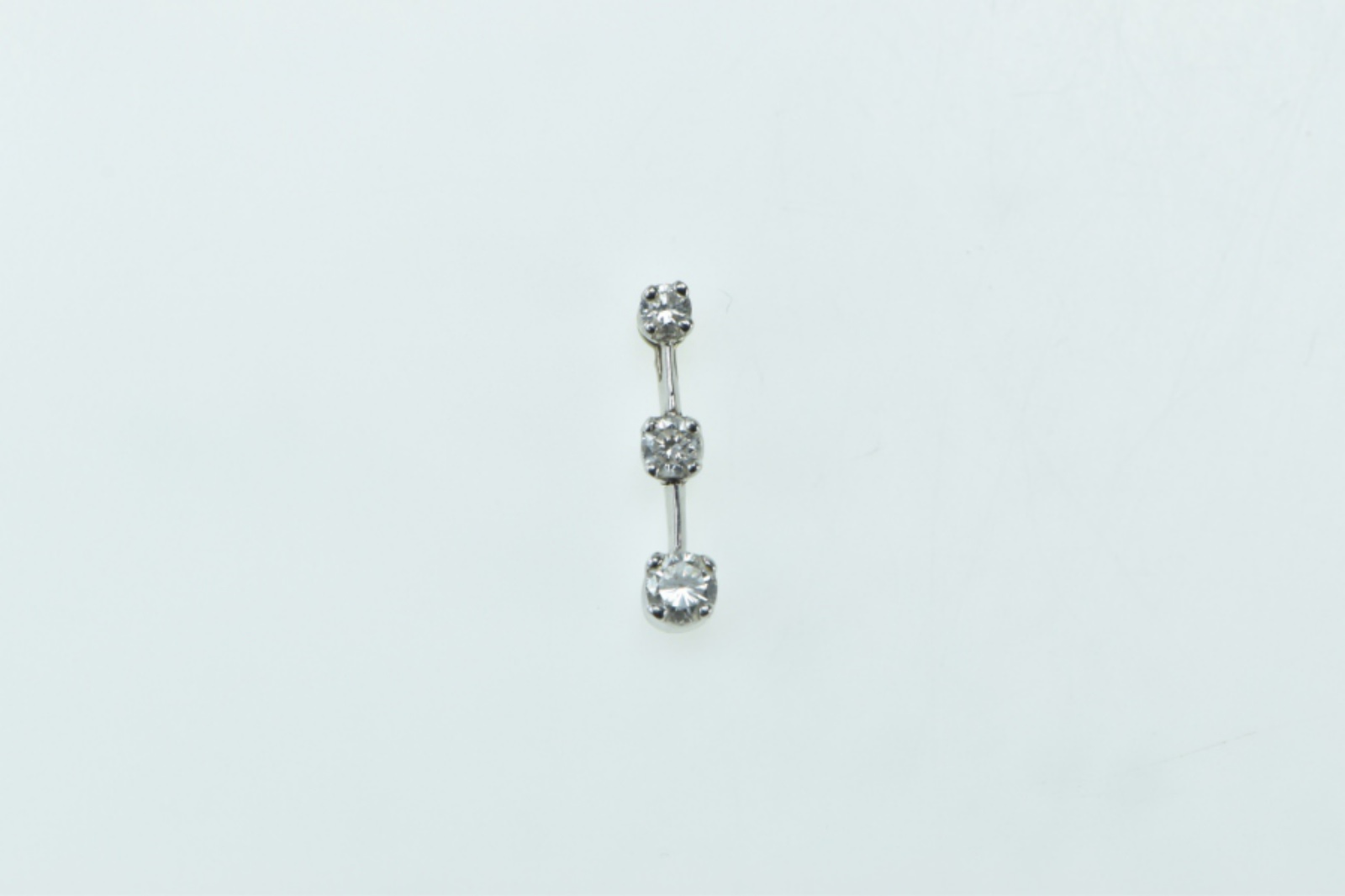 14K Three Stone Diamond Bar Journey White Gold Pendant