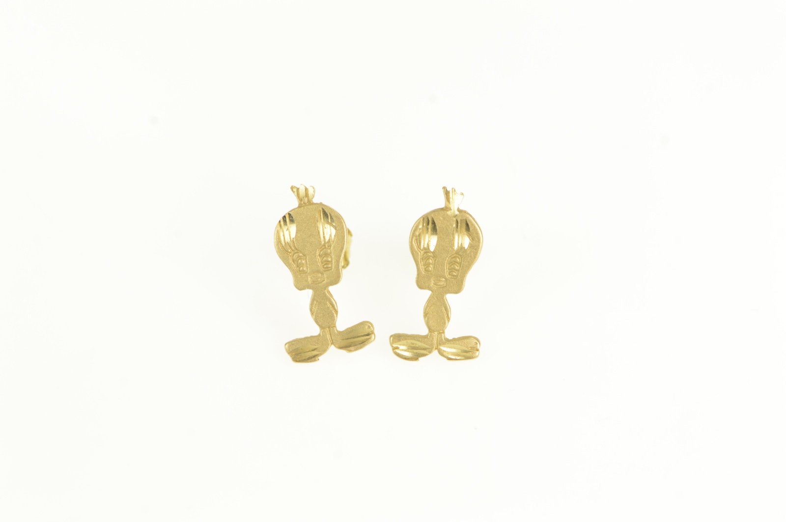 14K Tweety Bird Cartoon Character Stud Yellow Gold Earrings Property Room