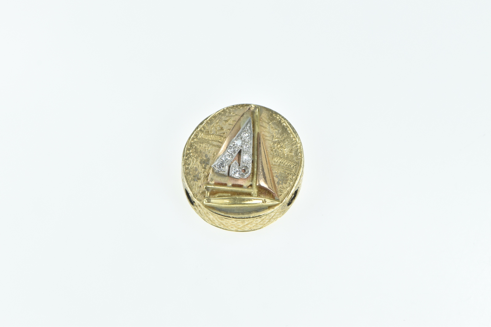 14K Victorian Diamond Sail Boat Slide Bracelet Yellow Gold Charm/Pendant