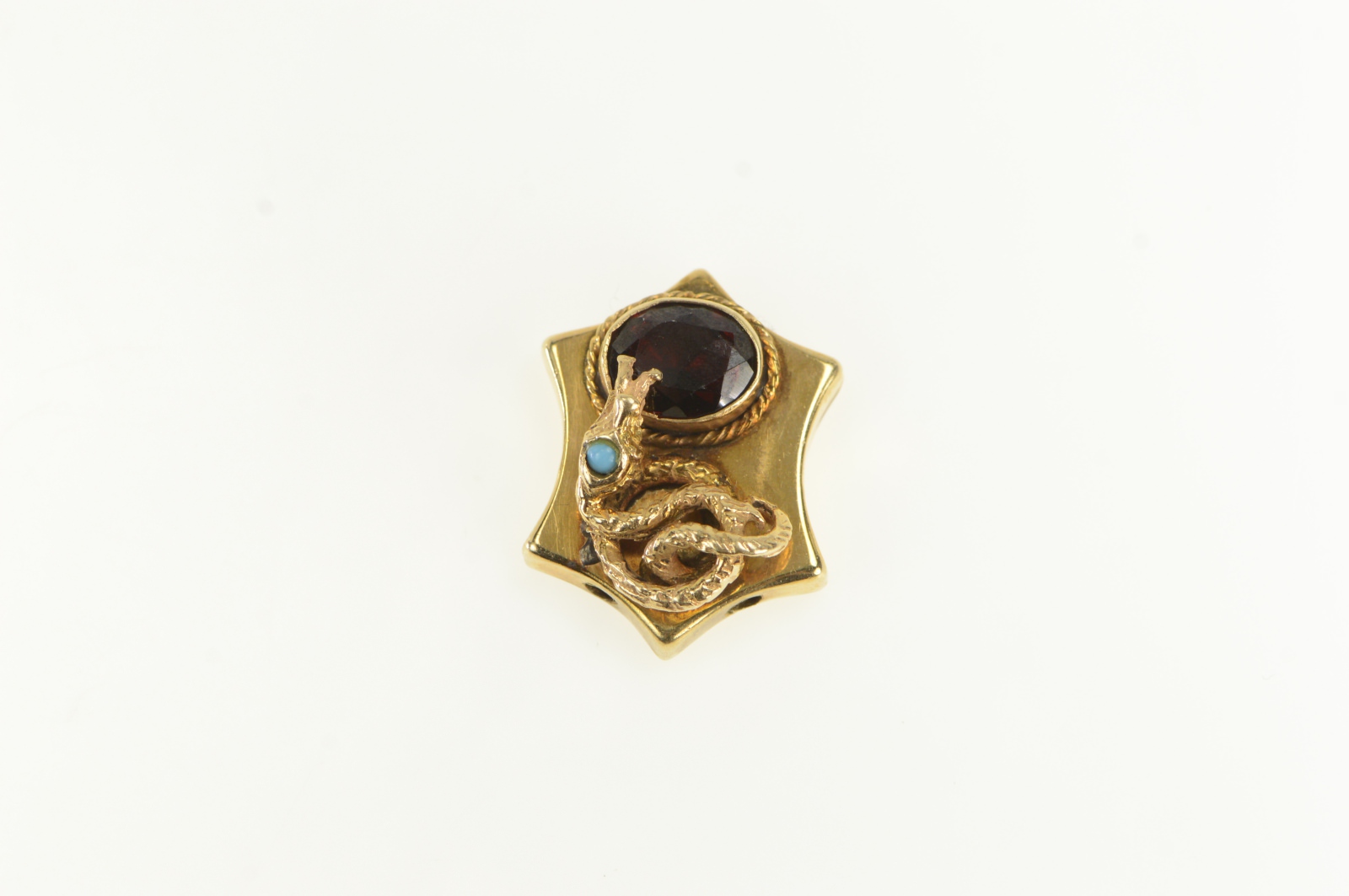 14K Victorian Garnet Snake Slide Bracelet Yellow Gold Charm/Pendant