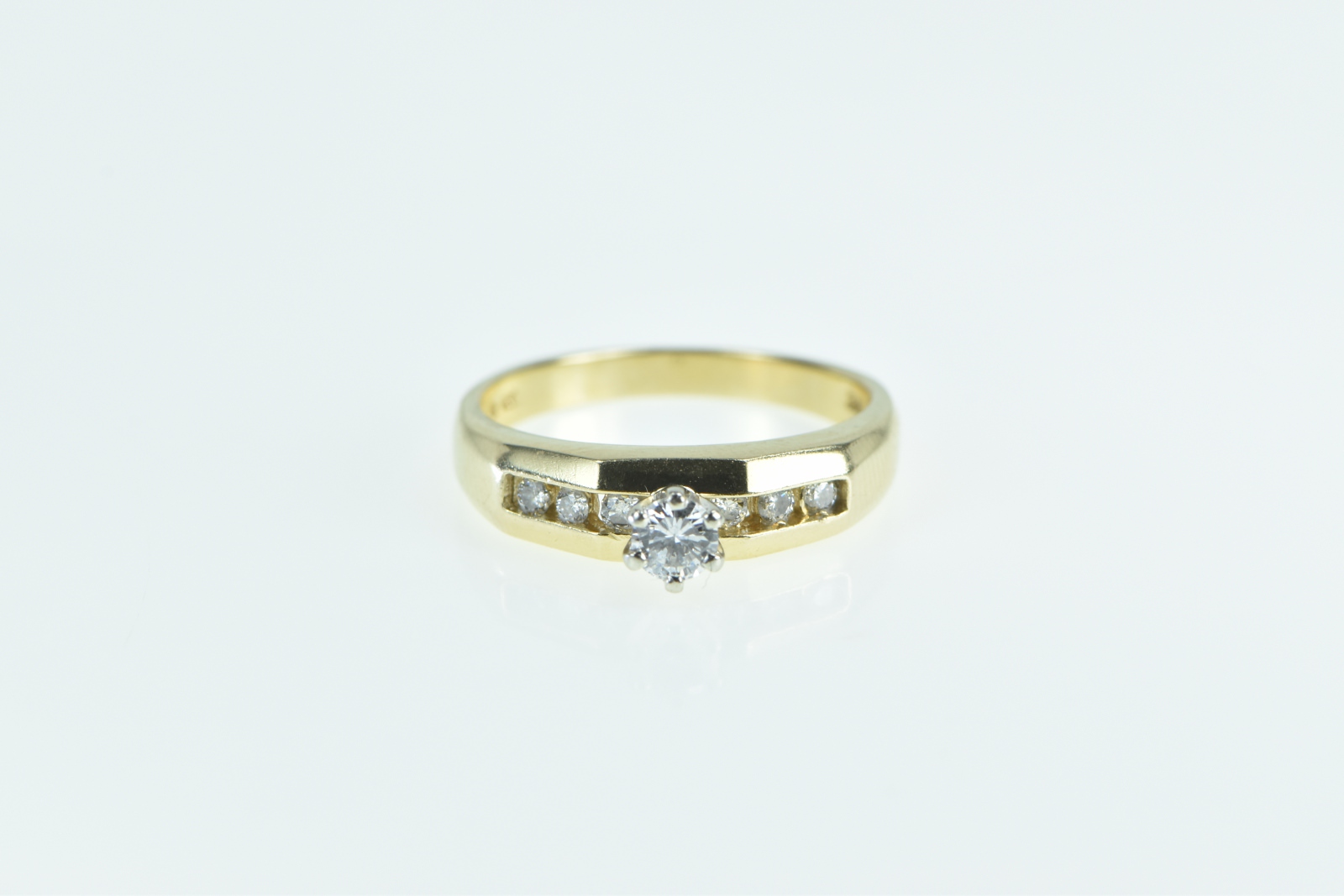 14K Vintage Diamond Classic Promise Engagement Yellow Gold Ring, Size 6.25