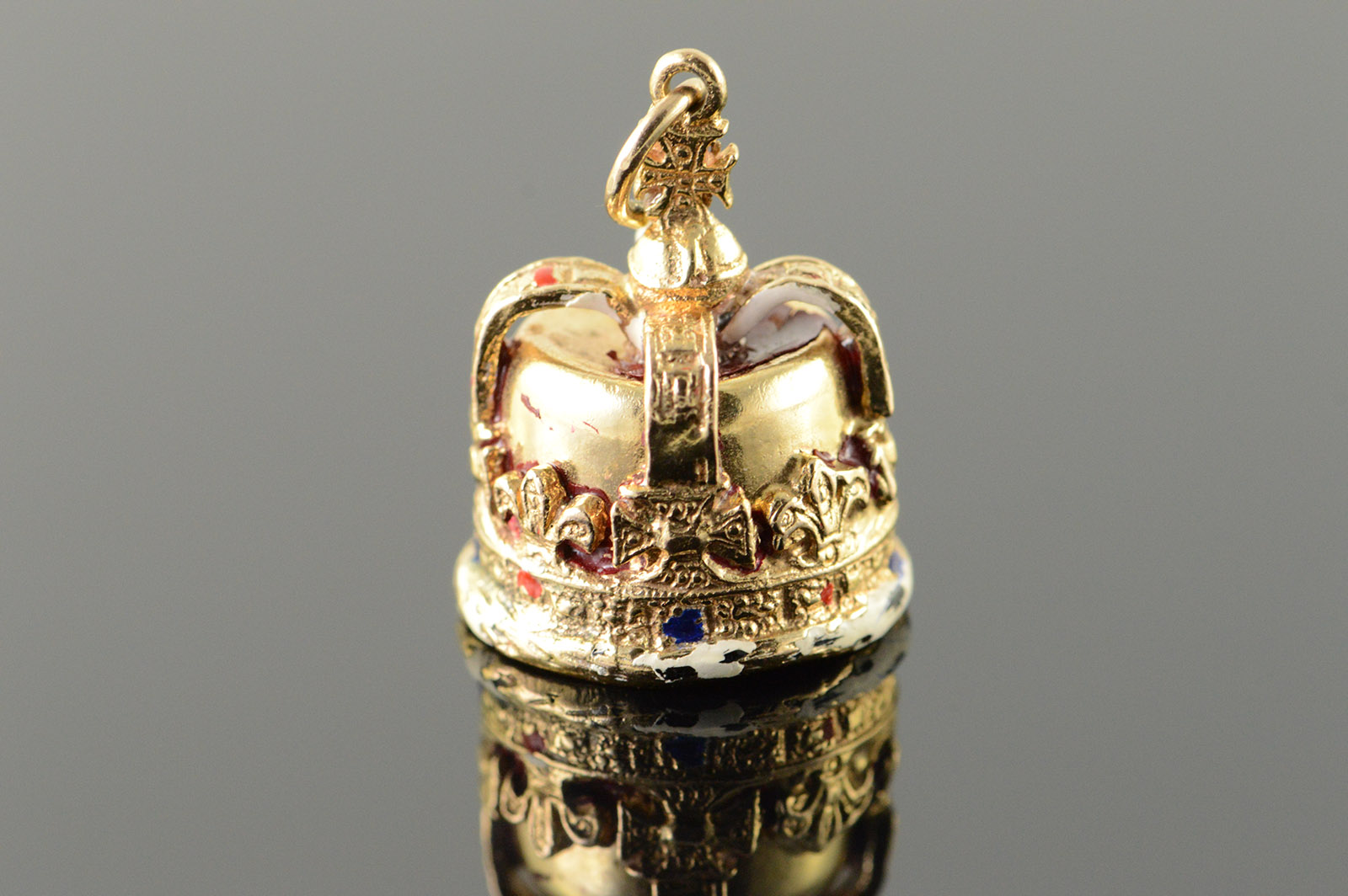 14k Vintage Enamel Royal Crown King Queen 3d Yellow Gold Charm 14k Vintage Enamel Royal Crown King Queen 3d Yellow Gold Charm Pendant
