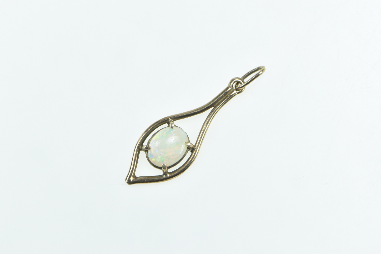 14K Vintage Natural Opal Point Drop Statement Yellow Gold Pendant