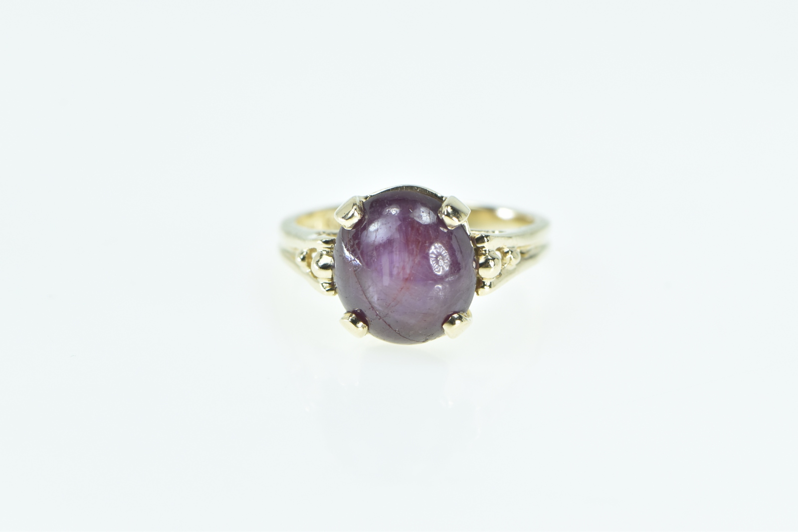 14K Vintage Natural Star Ruby Cabochon Statement Yellow Gold Ring, Size 7