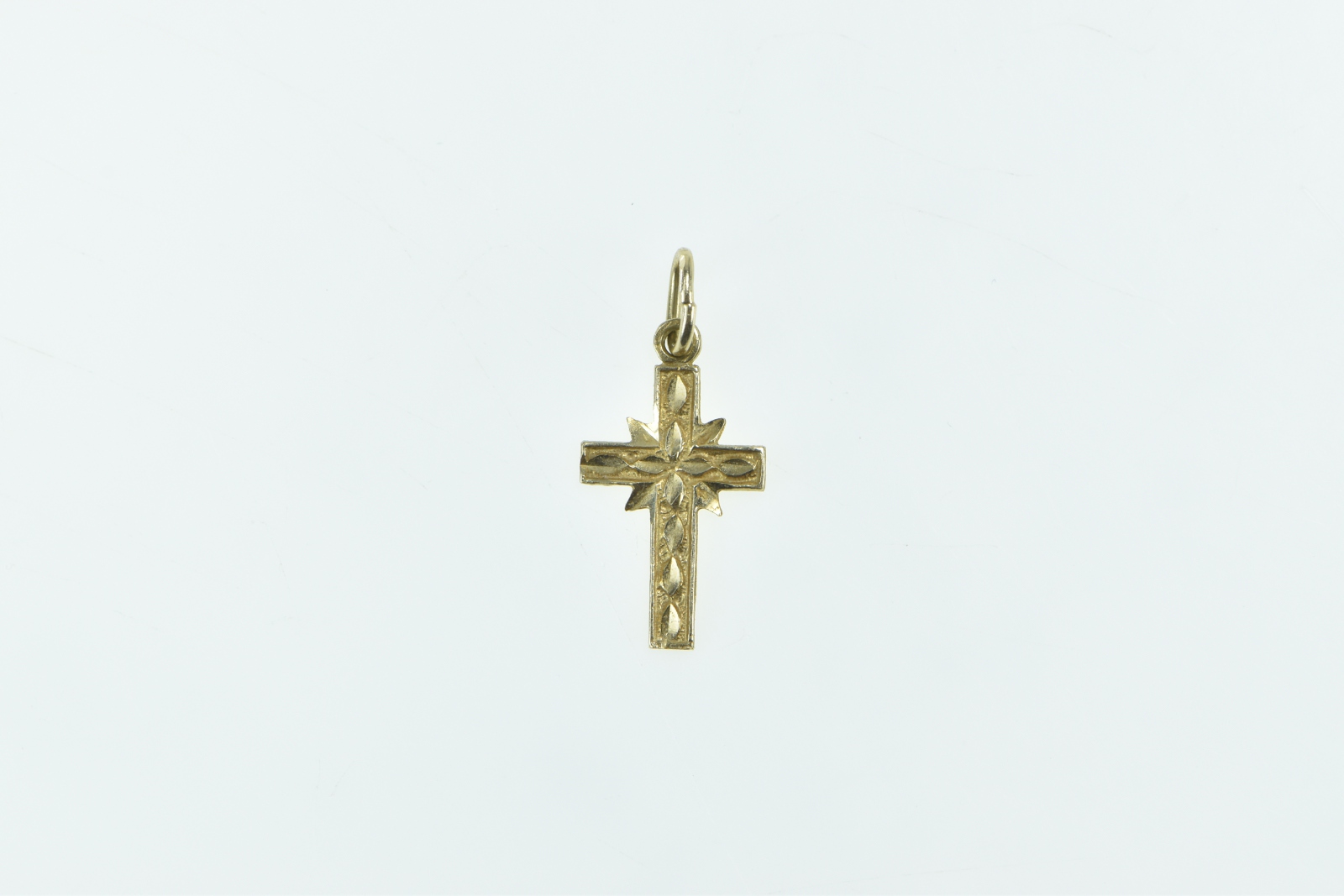 14K Vintage Retro Cross Christian Faith Symbol Yellow Gold Charm/Pendant