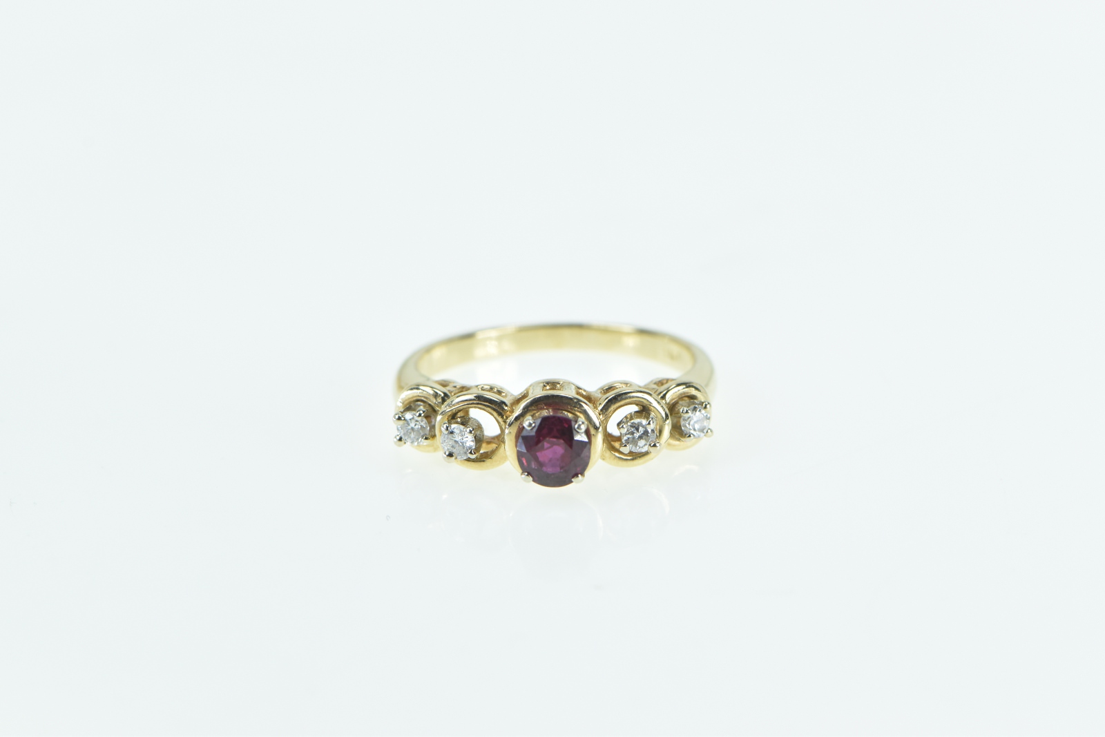 14K Vintage Tourmaline Diamond Classic Engagement Yellow Gold Ring, Size 6.25