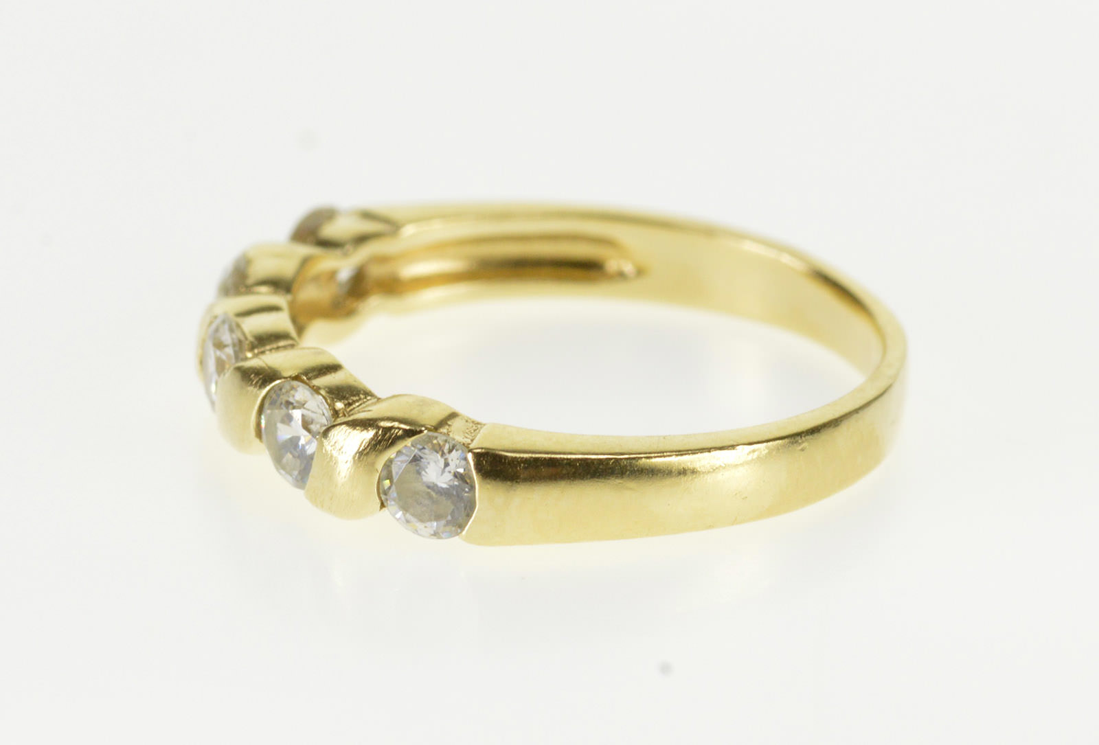 14K Wavy Channel Cubic Zirconia Wedding Band Yellow Gold Ring, Size 6. ...