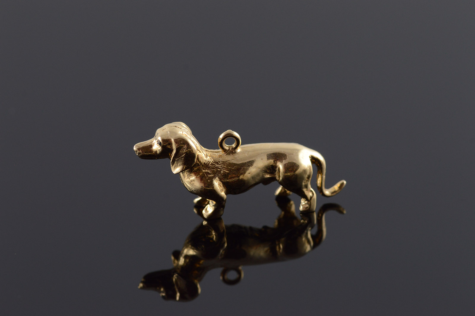 14k Yellow Gold 3-D Dachshund Dog Pendant