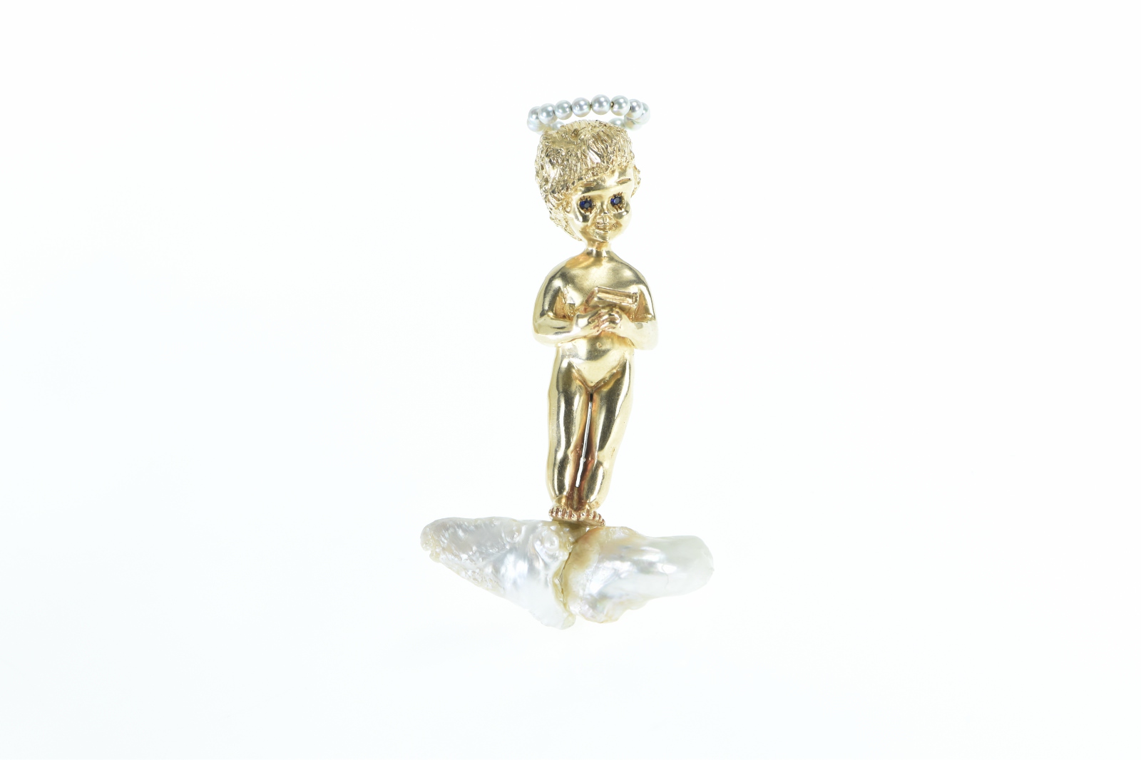 14K William Ruser Sabbath Child Cherub Yellow Gold Pin/Brooch