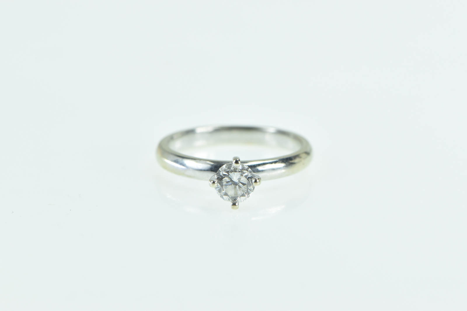 18K 0.45 Ct Tiffany & Co. Diamond Engagement White Gold Ring, Size 6