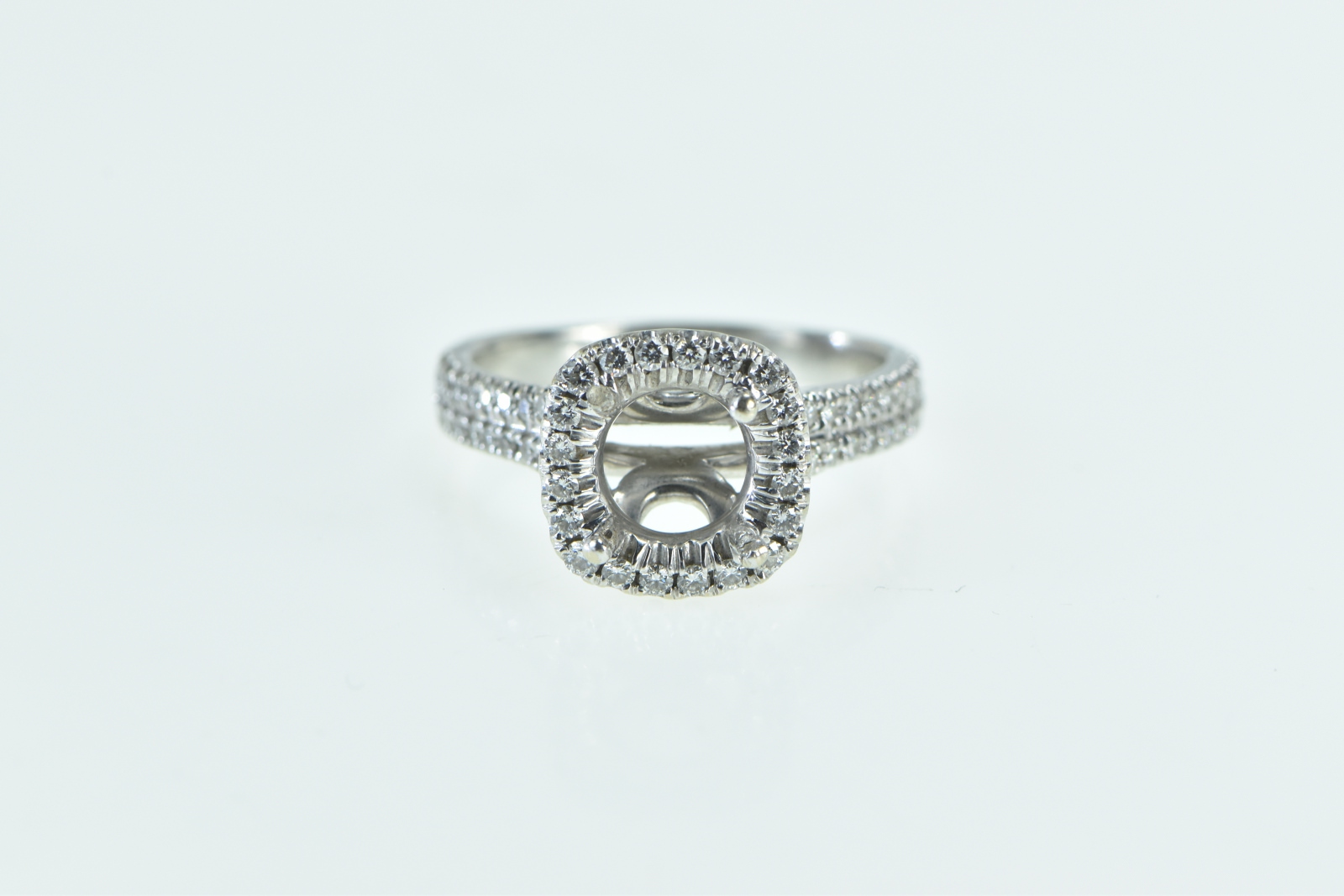 18K 0.50 Ctw Diamond Halo Engagement Setting White Gold Ring, Size 6.75