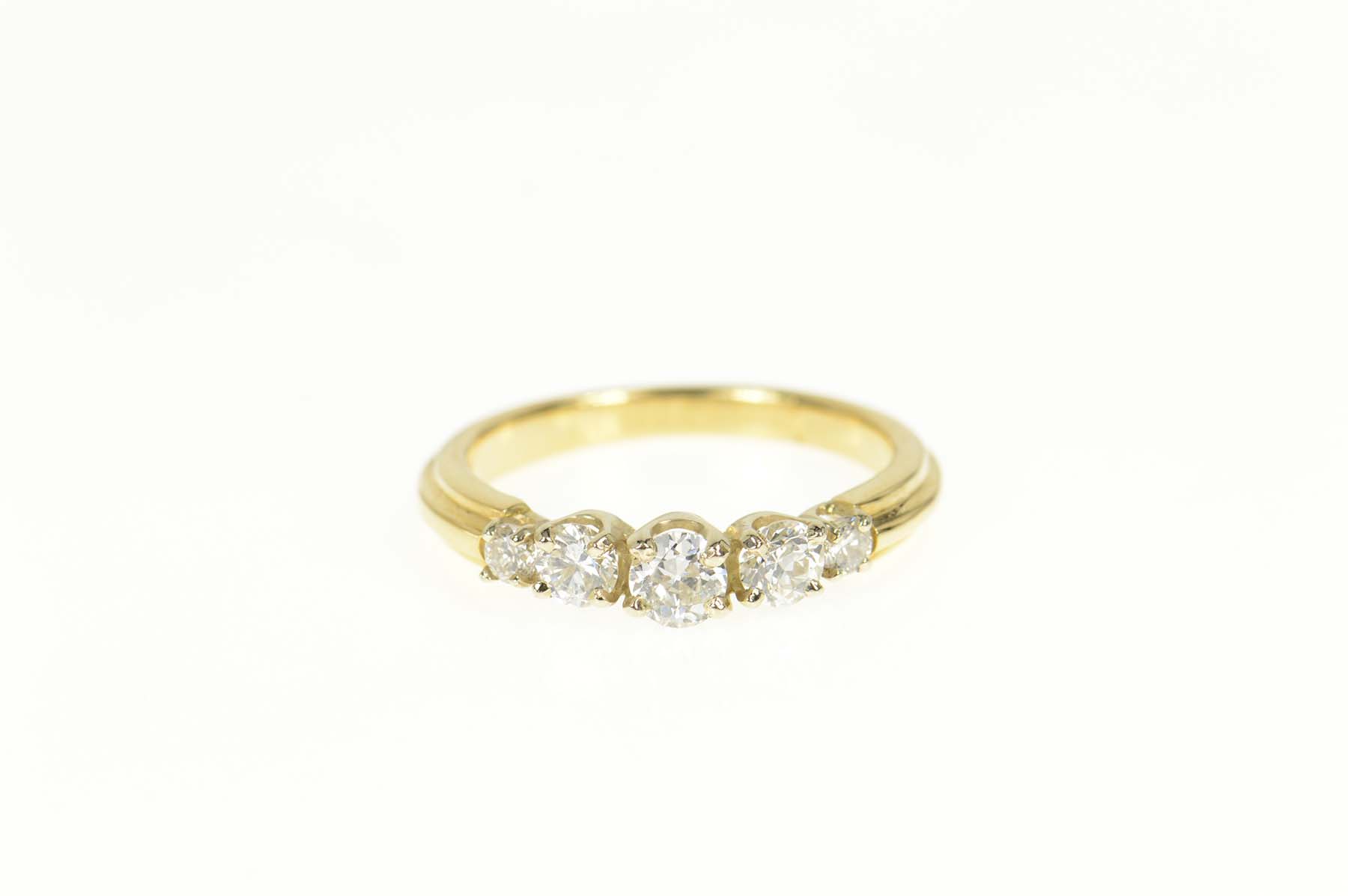 18K 0.61 Ctw Five Stone Classic Diamond Band Yellow Gold Ring, Size 6