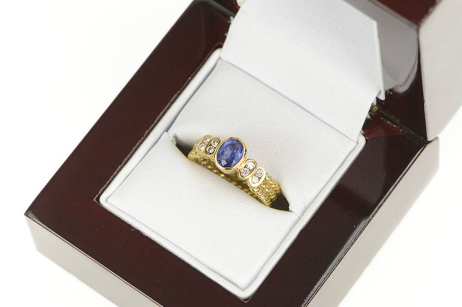 18K 0.85 Ctw Sapphire Diamond Engagement Yellow Gold Ring, Size 4.25