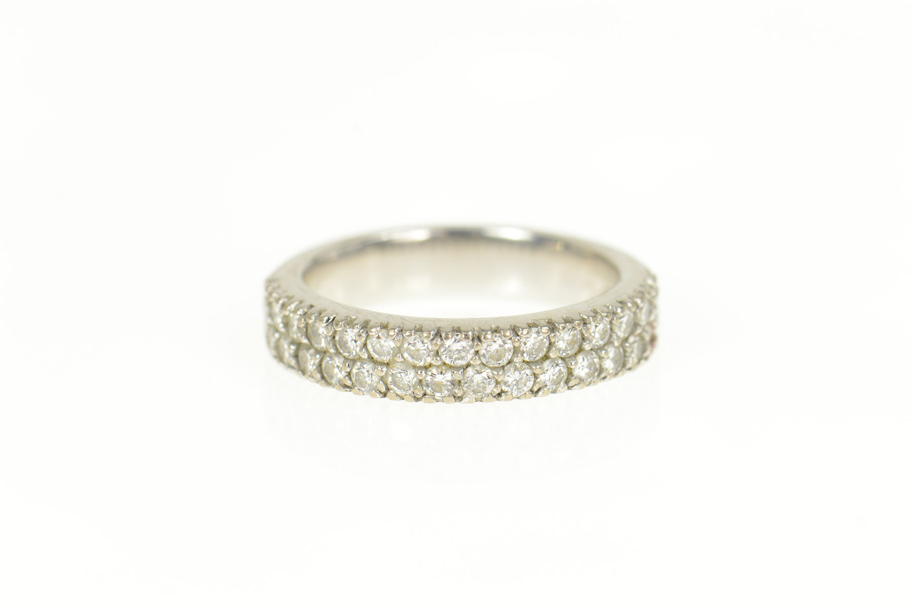 18K 0.90 Ctw Pave Tiered Diamond Wedding Band White Gold Ring, Size 6.25