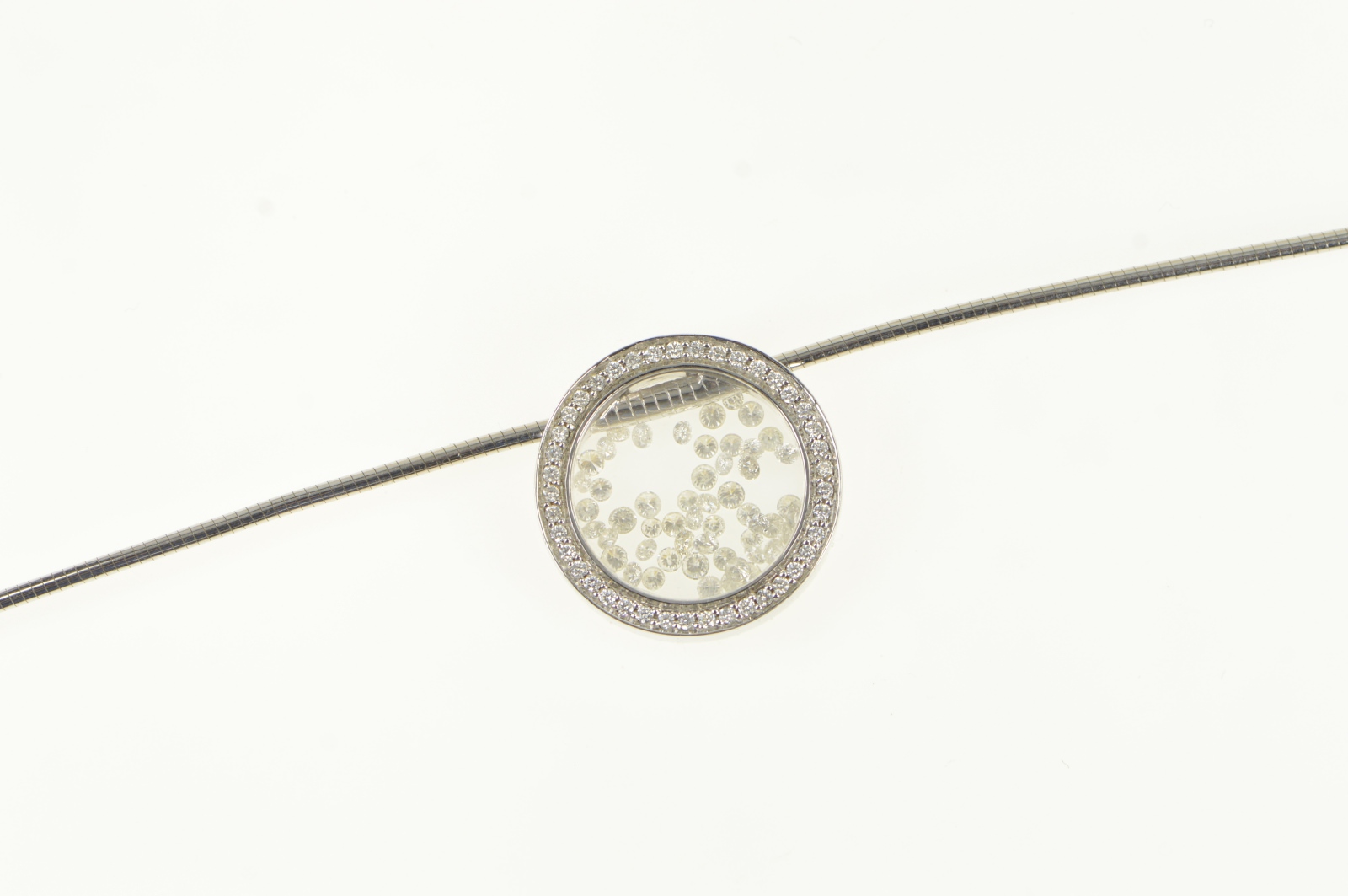 18K 1.25 Ctw Movado Diamond Capsule Chain White Gold Necklace 16"