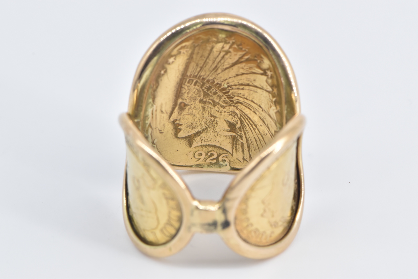 18K 1926 $10 Indian Head Authentic US Peru Coin Yellow Gold Ring, Size ...
