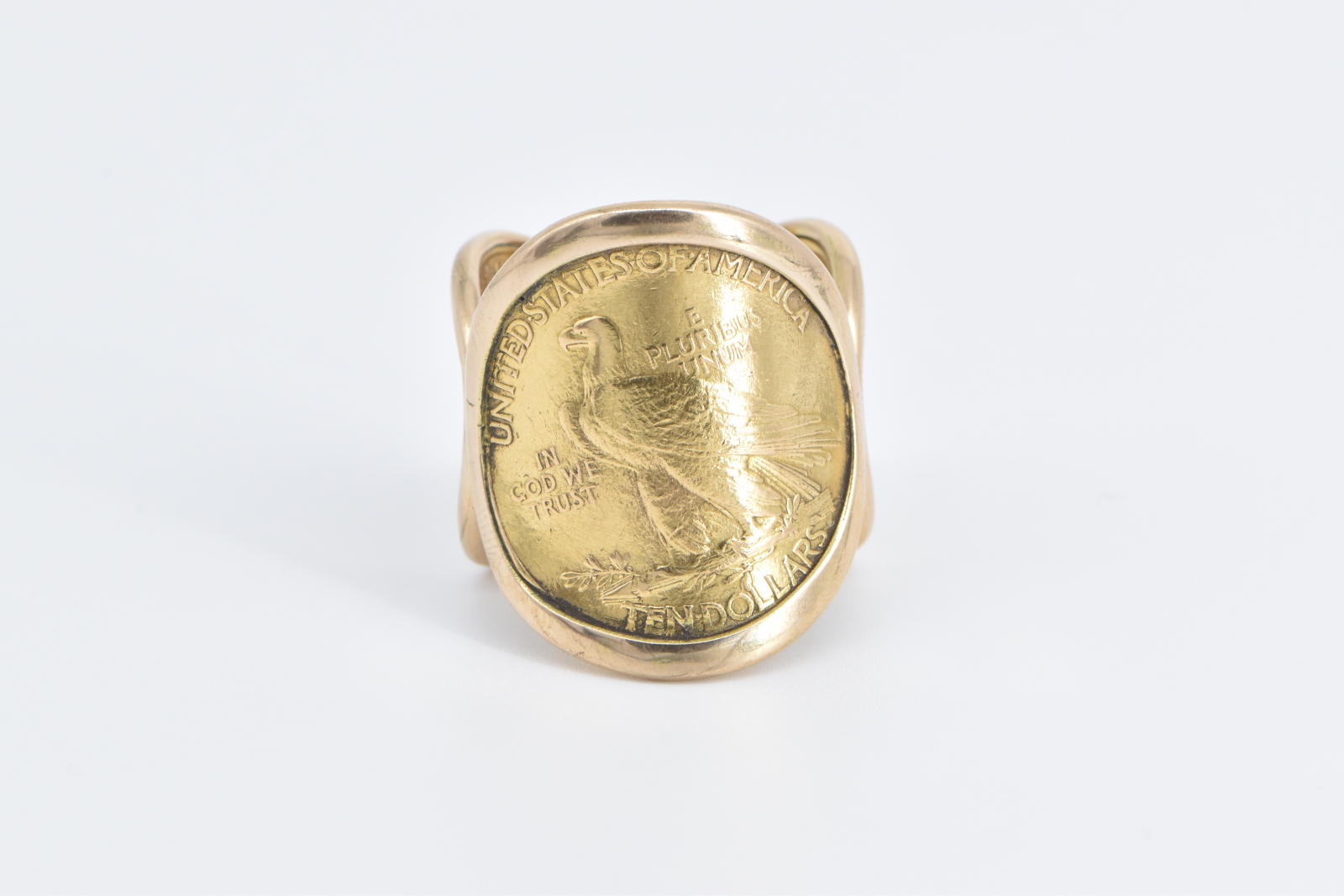 18K 1926 $10 Indian Head Authentic US Peru Coin Yellow Gold Ring, Size ...