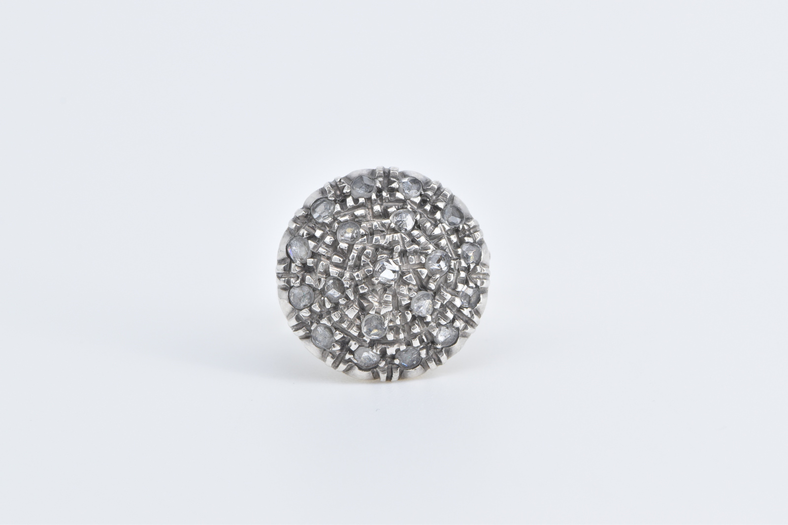 18K 1950's Diamond Encrusted Domed Statement Yellow Gold Ring, Size 5.75