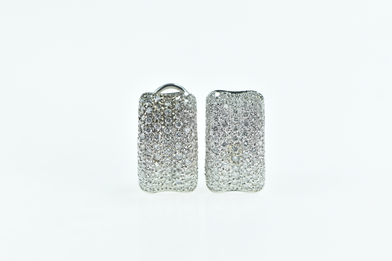 18K 3.00 Ctw F VS-SI Diamond Curvy Bar White Gold Earrings