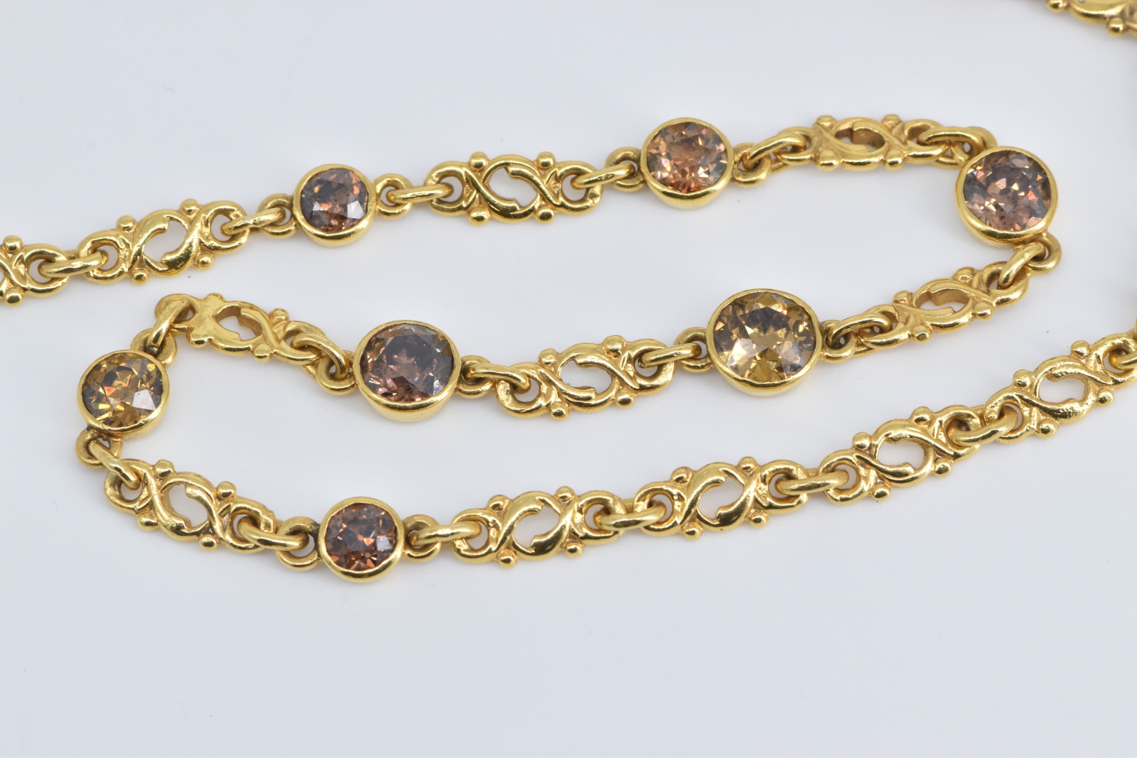 18K 4.12 Ctw Fancy Brown Natural Diamond Chain Yellow Gold Necklace 15"