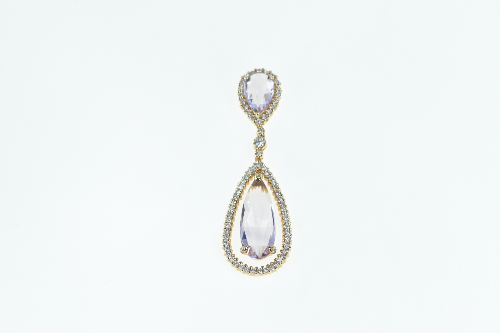 18K 5.05 Ctw Morganite Diamond Drop Rose Gold Pendant