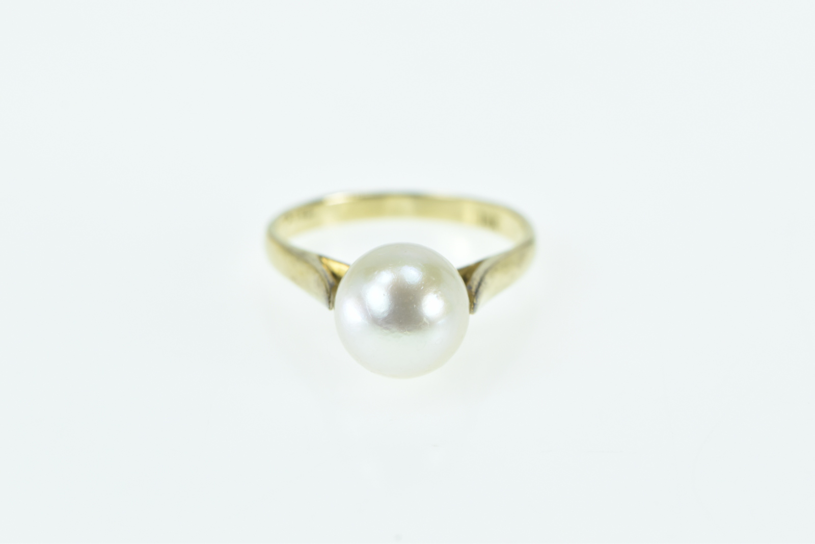 18K 8.45mm Pear Vintage Pearl Classic Statement Yellow Gold Ring, Size 4.25
