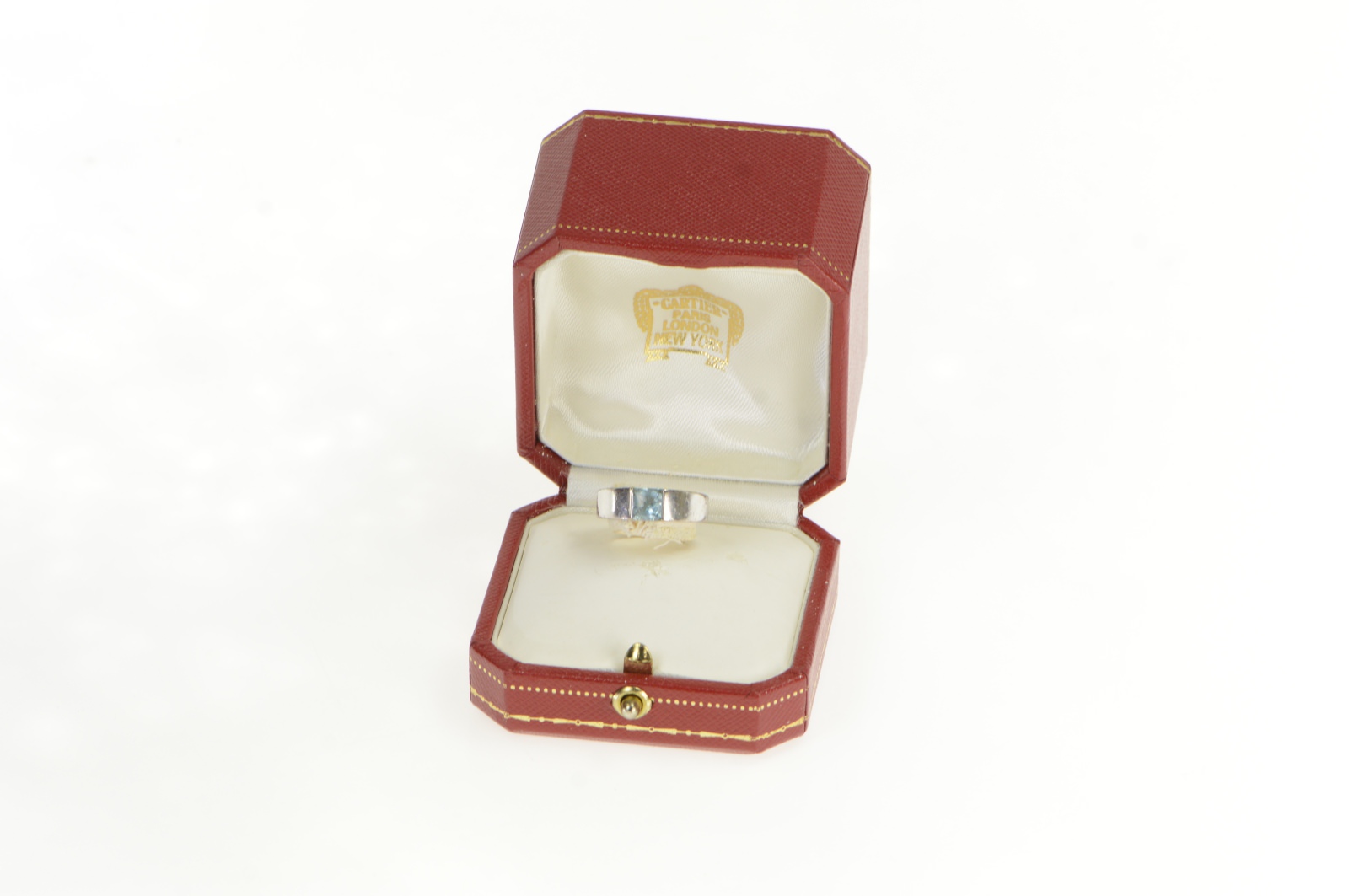 18K Cartier Aquamarine Tank Designer Statement Yellow Gold Ring, Size 5.75
