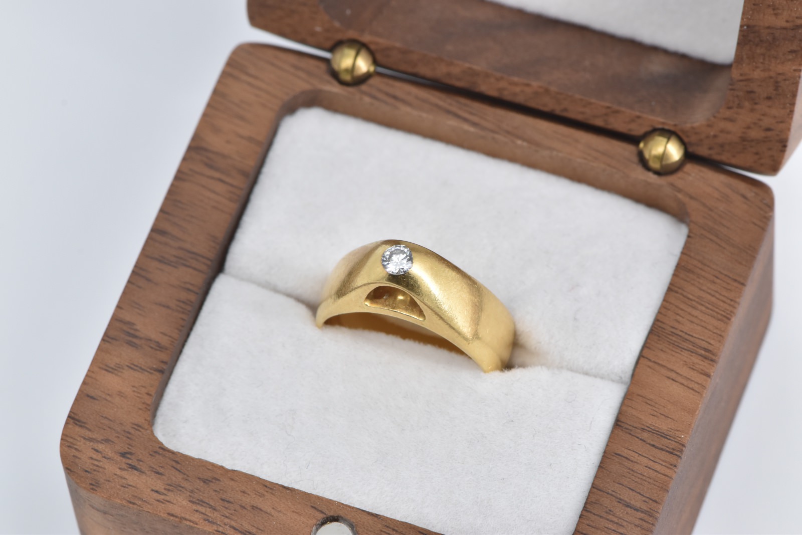 18K Georg Jensen Diamond Cathedral Engagement Yellow Gold Ring, Size 5.5