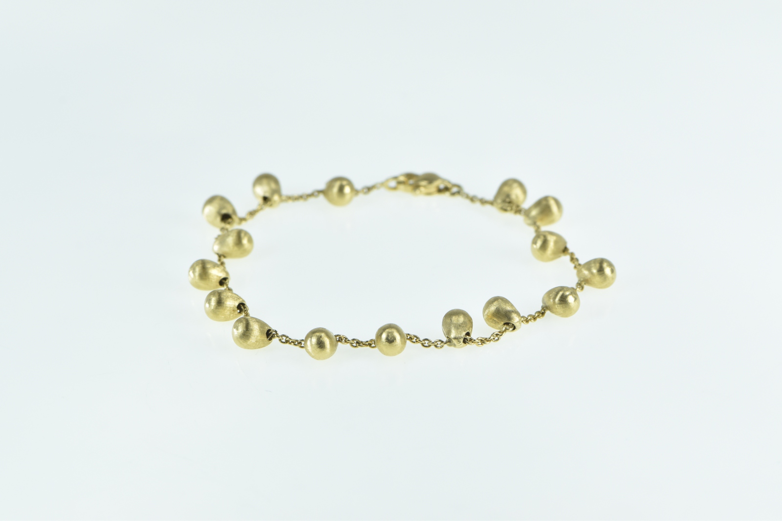 18K Marco Bicego Jaipur Tear Drop Pebble Chain Yellow Gold Bracelet 6.5"