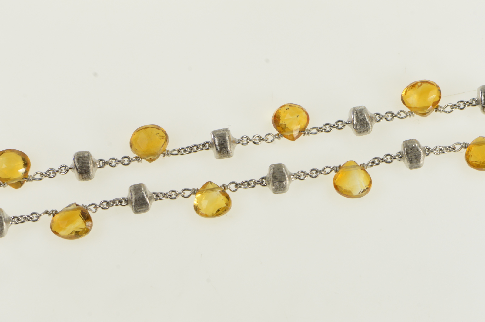 18K Marco Bicego Paradise Citrine Chain Designer White Gold Necklace 15.5"