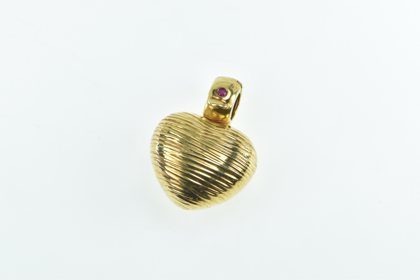 18K Roberto Coin Puffy Banded Heart Love Symbol Yellow Gold Pendant