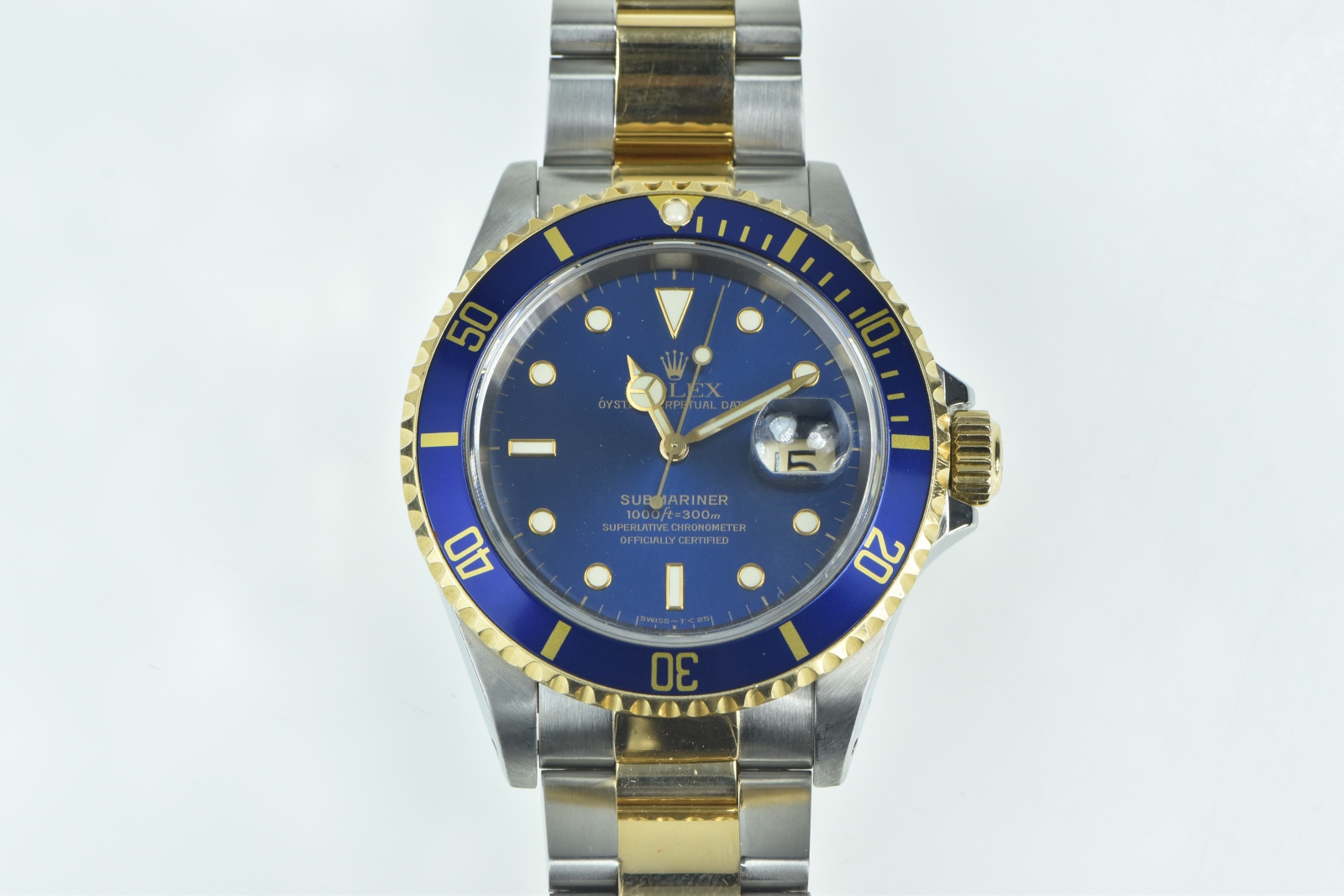 18K / SS Rolex Submariner Date 16613 Blue Bezel Dial Watch - Men's