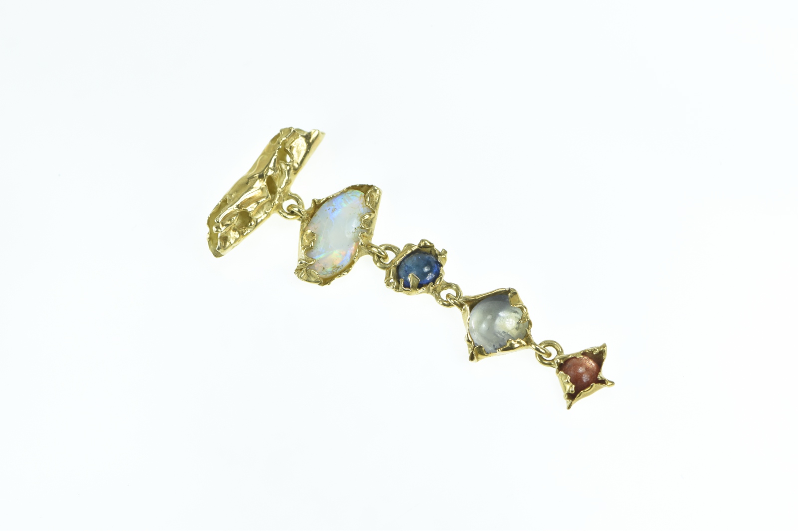 18K William Fretz Opal Moonstone Goldstone Yellow Gold Pin/Brooch