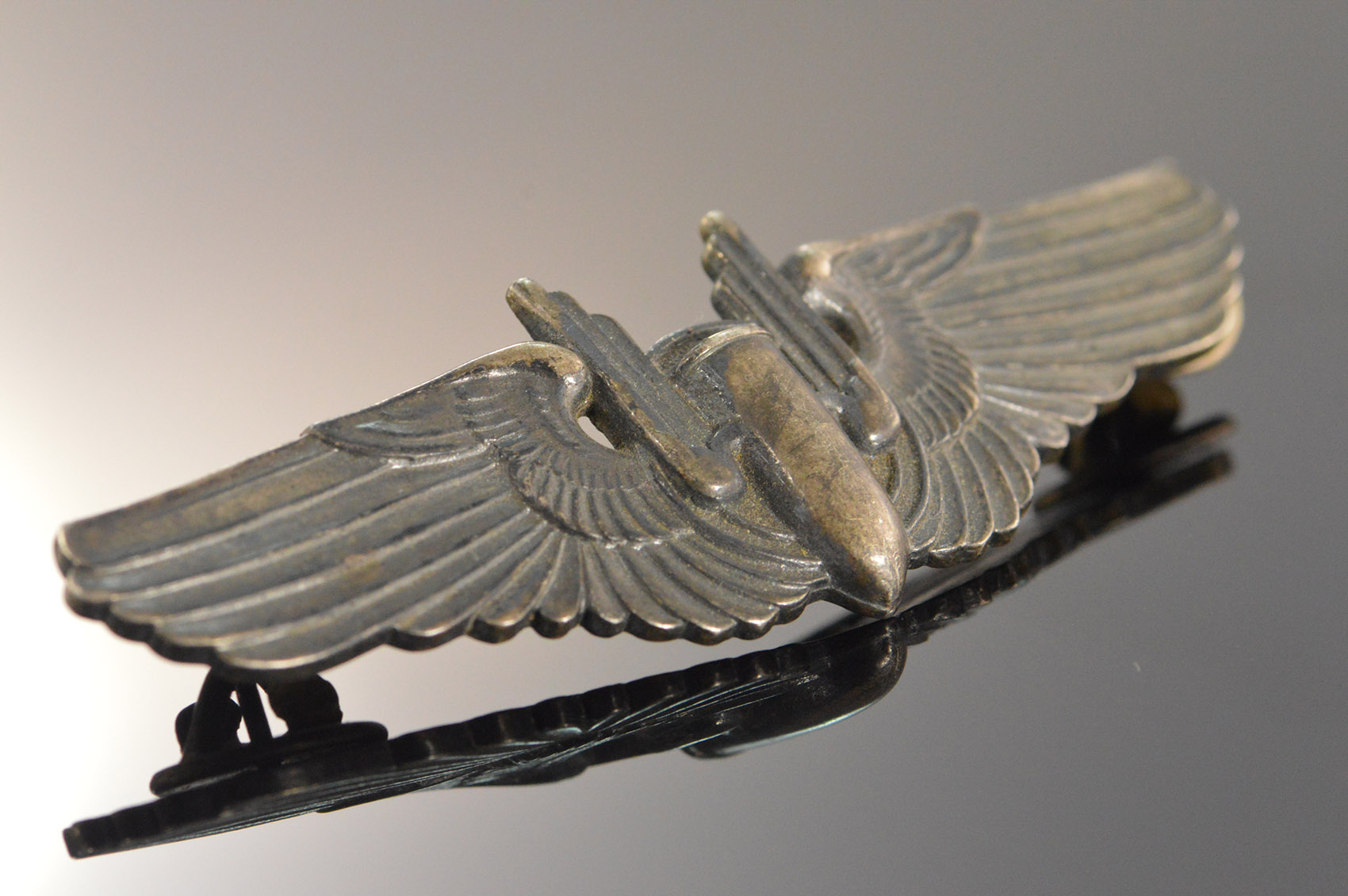 20.1g Sterling Silver Military Bomber Airmen Wings WWII Pin/Brooch