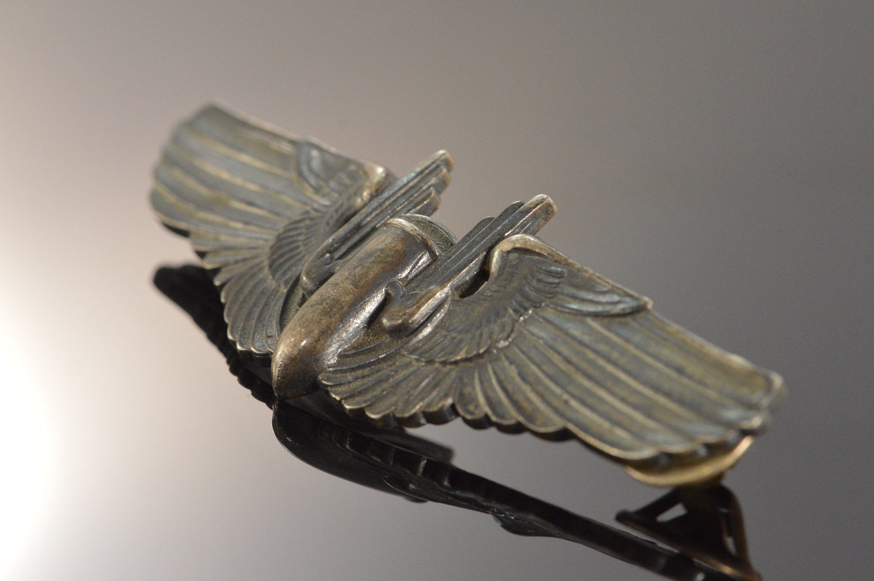 20.1g Sterling Silver Military Bomber Airmen Wings WWII Pin/Brooch