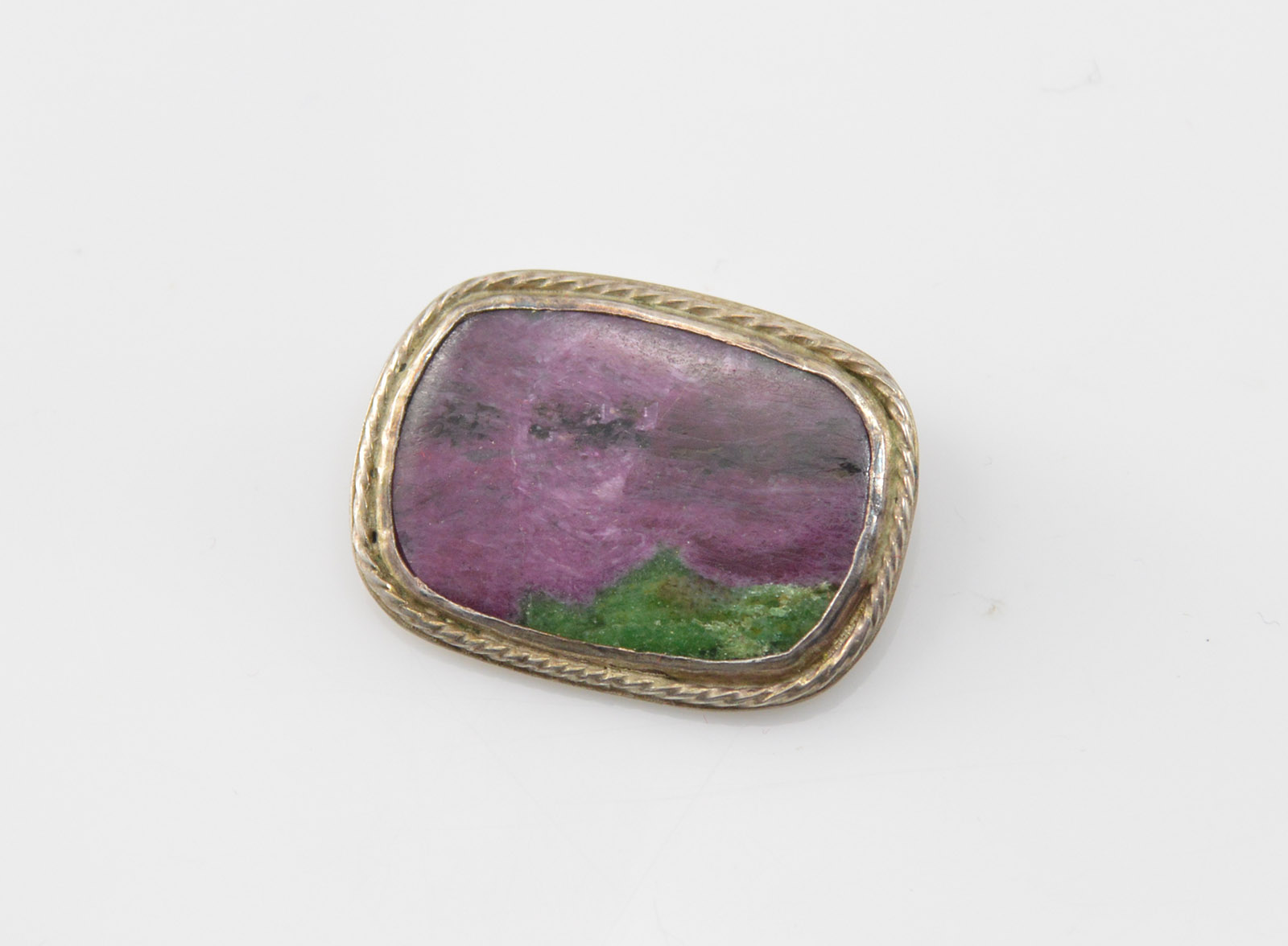 5 4g Solid Silver Bezel Set Green Purple Stone Sterling Pendant Marked Sterling Property Room