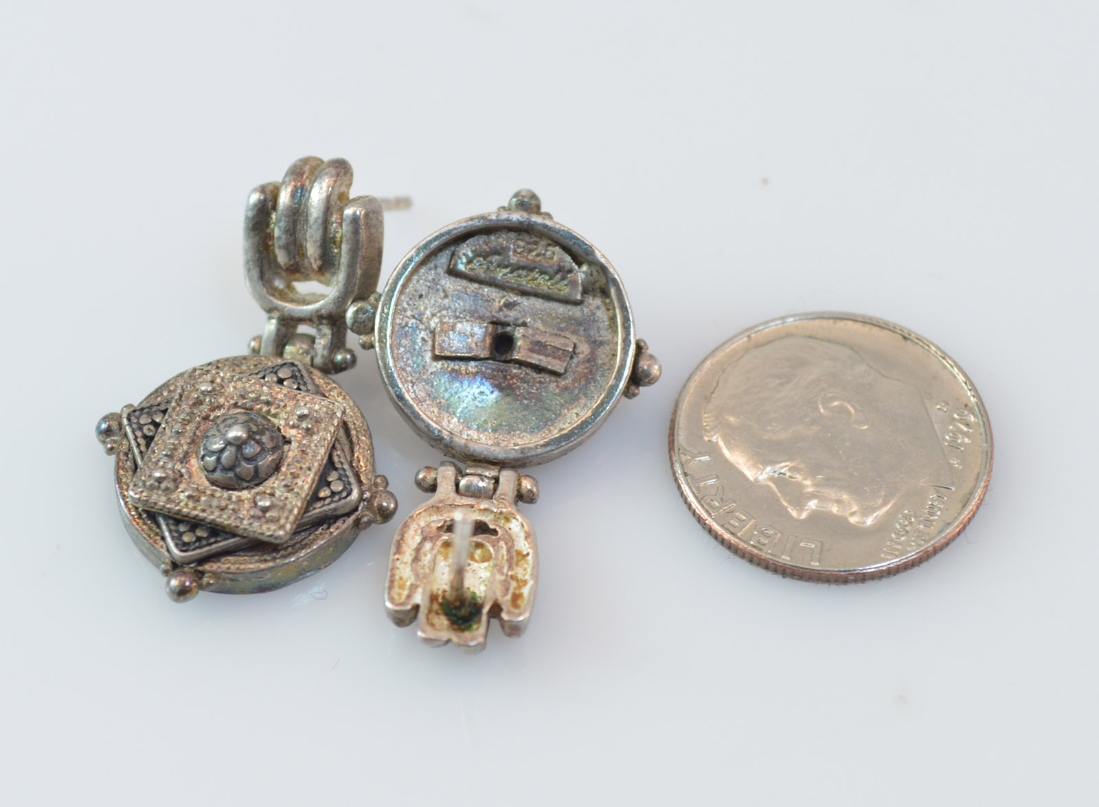 8.9g Solid Silver Anatoli Vintage Style Ornate Hinged Post Sterling